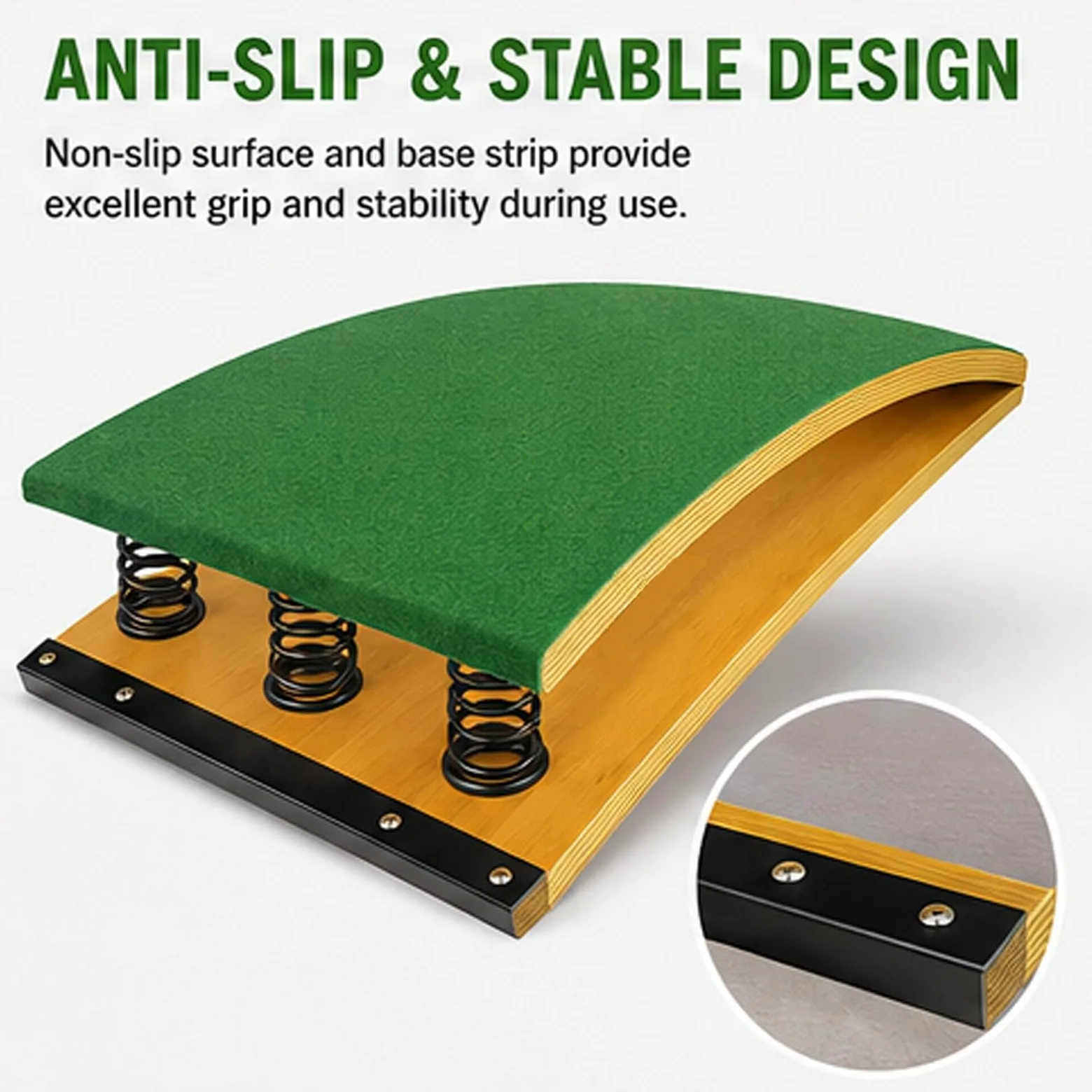 Heavy Duty Curvo Springboard, Trampolino antiscivolo in Legno Massello | Rimbalzo Potente con Design Antiscivolo, Feltro & Piedini in Gomma, Casa, Scuole & Centri Sportivi