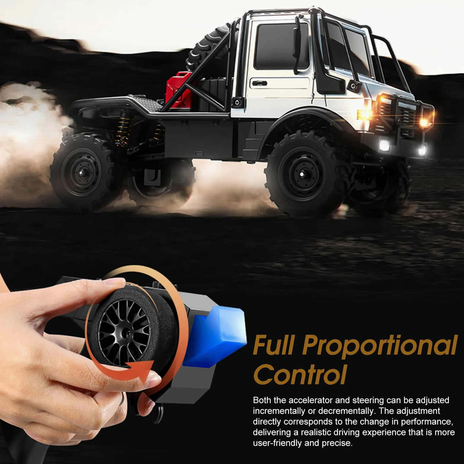 Changor Auto Fuoristrada con Carrozzeria in Lega 4WD RC Crawler 1:18 | Design adatto a tutti i terreni, capacità di arrampicata, luci multi-scenario, telecomando 2.4G, per uso interno ed esterno