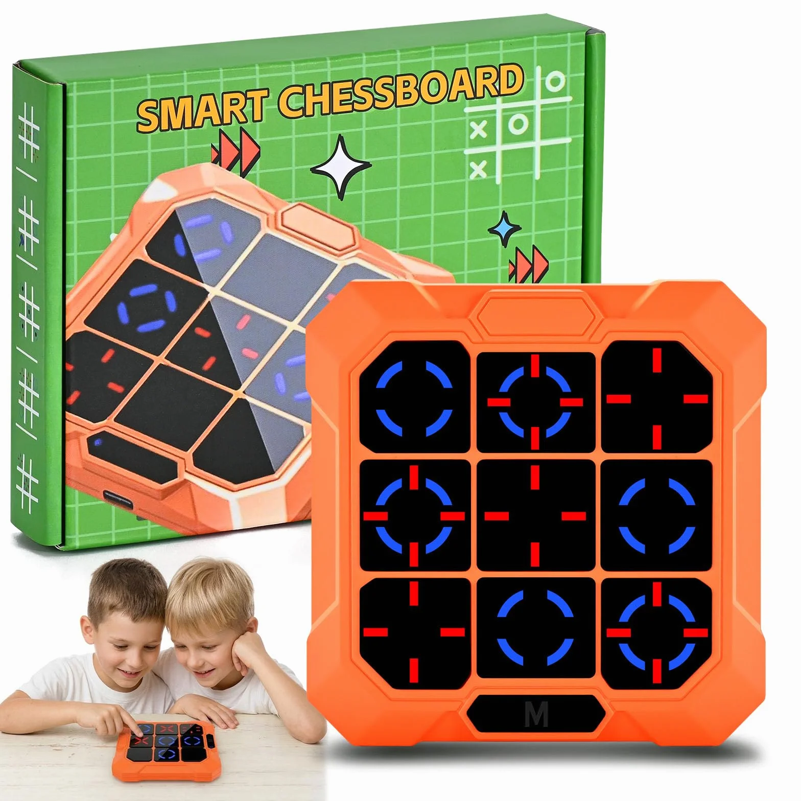 BlueSwan Gioco Tris Elettronico 6 in 1, Console Portatile Ricaricabile con Modalità Silenziosa, Giochi Bambini Viaggio Educativi per Sviluppare Logica e Memoria, per Bambini e Adulti 3+