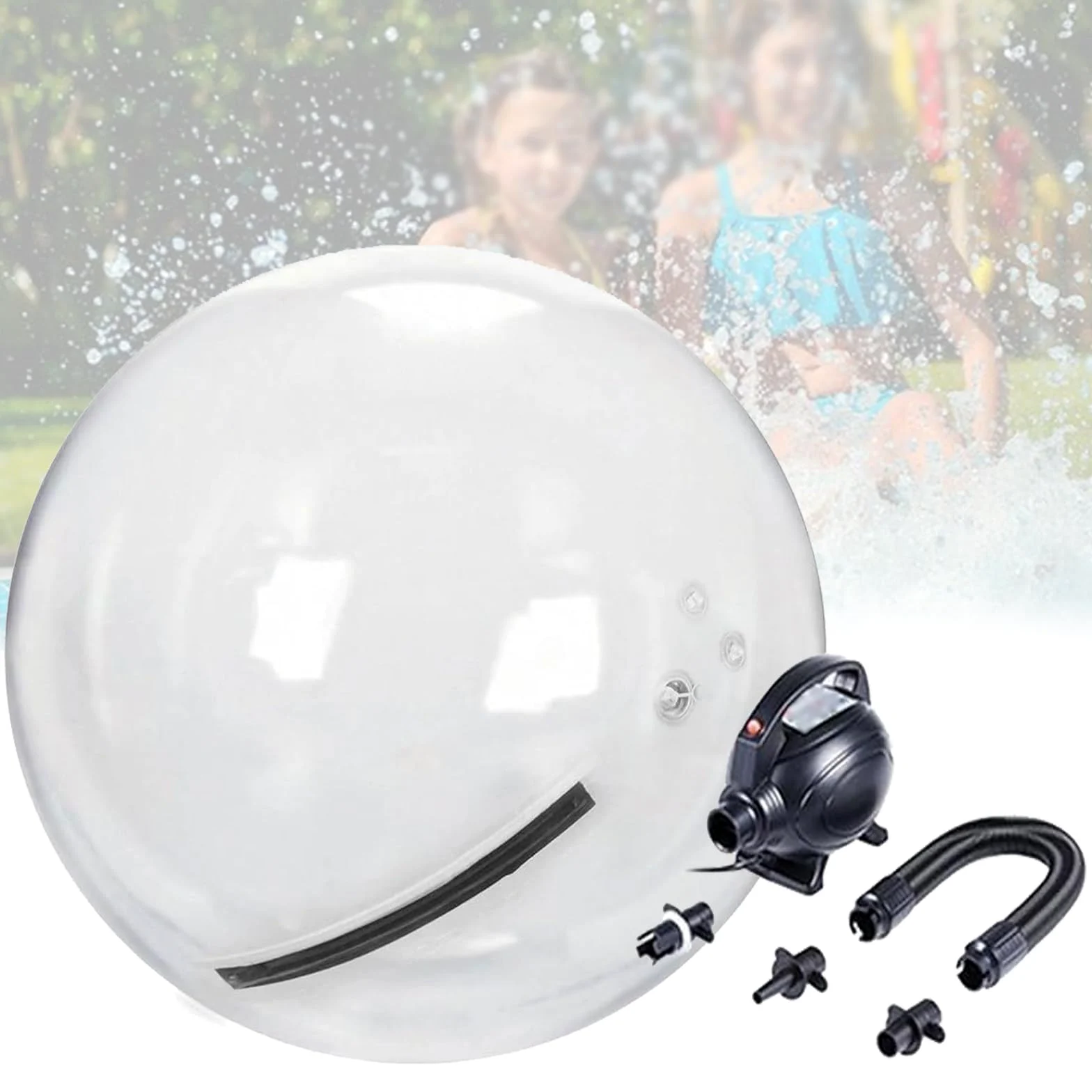 Palla da piscina in PVC - Palla da passeggio in acqua da 1,5/1,8/2/2,5 m con pompa ad aria elettrica, palla da passeggio trasparente in acqua, attrezzatura gonfiabile per l'intrattenimento,1.5m