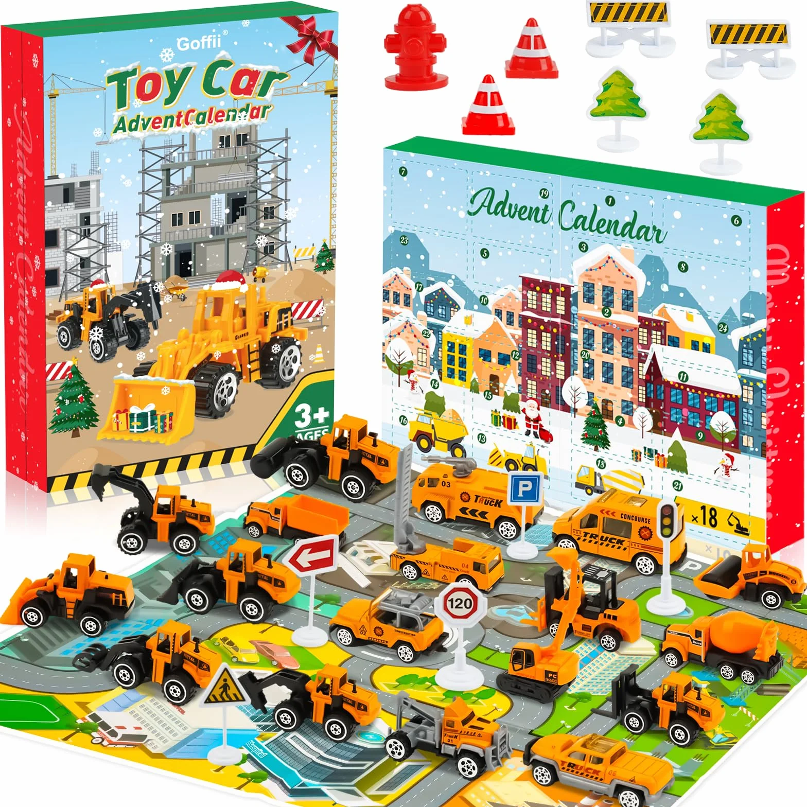 Goffii Calendario Avvento Macchinine 2023, Regalo Bambino 2 3 4 5 6 Anni Macchinine per Bambini 3-6 Anni Giocattoli Bambino 3-6 Anni Calendario Dell'avvento 2023 Cars Macchinine Regalo Bambina 3-6