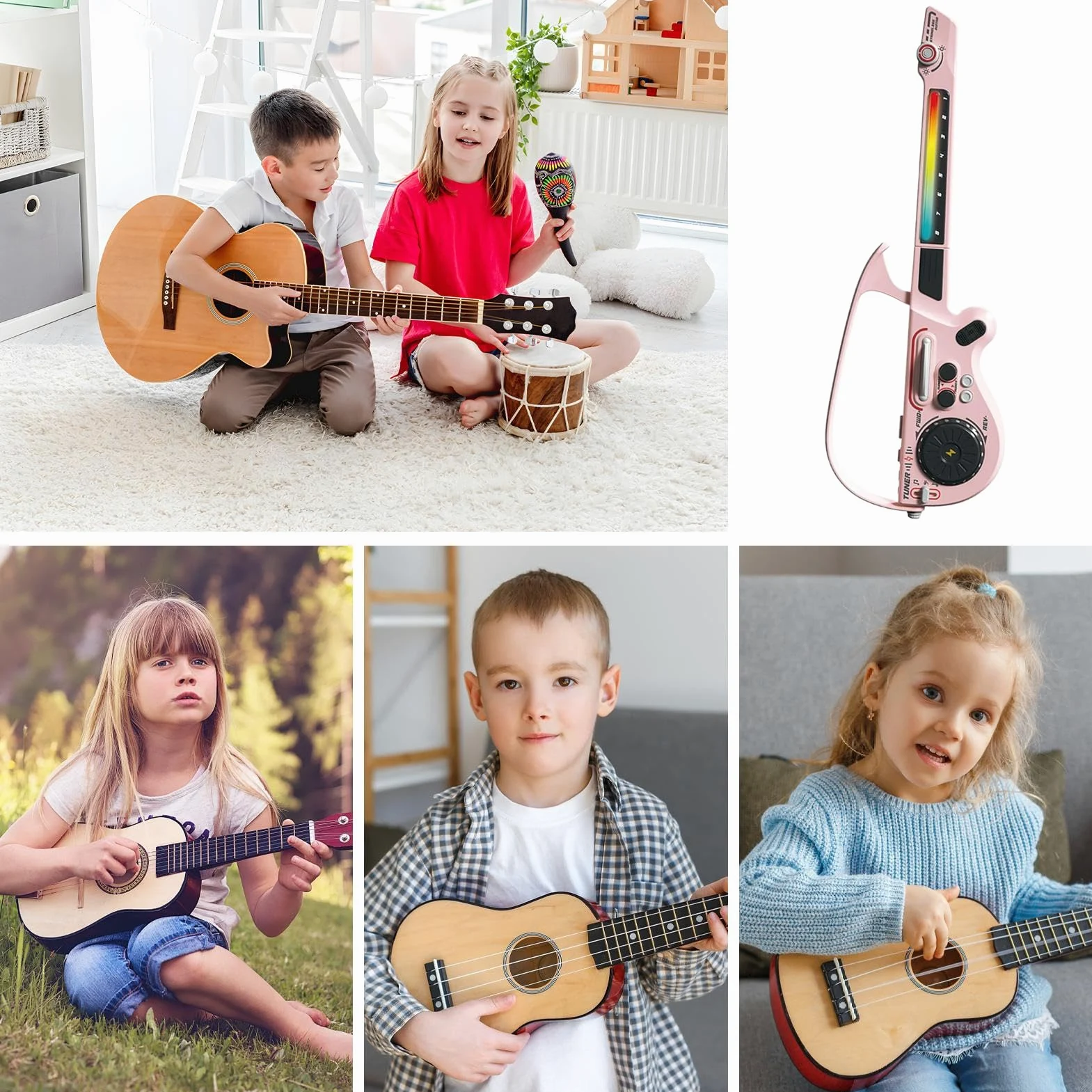Chitarra Elettrica Per Ragazzi Giocattolo Educativo Senza Corde e Wireless | Giocattoli Per Musica Basso Realistici Per Ragazzi Ragazze Principianti Pratica Casa Viaggio Regalo Compleanno Natale