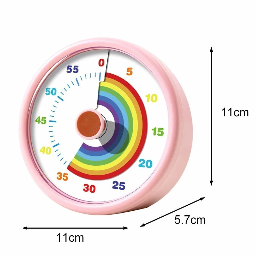 Honseadek Timer visivo per bambini orologio di apprendimento 60 minuti timer conto alla rovescia con design cerchio arcobaleno 3 impostazioni del volume per aula studio ufficio gestione del tempo