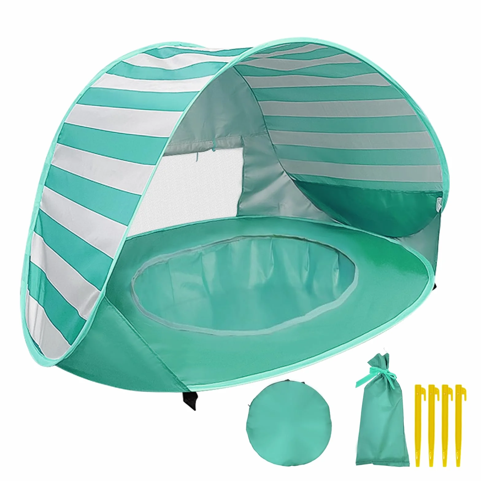 Tenda da Spiaggia Pop-up, Tenda da Spiaggia per Bambini Protezione UV 50+, Tenda da Spiaggia Portatile per Bambini con Mini Piscina, Adatta per Spiaggia, Campeggio con Borsa per Il Trasporto
