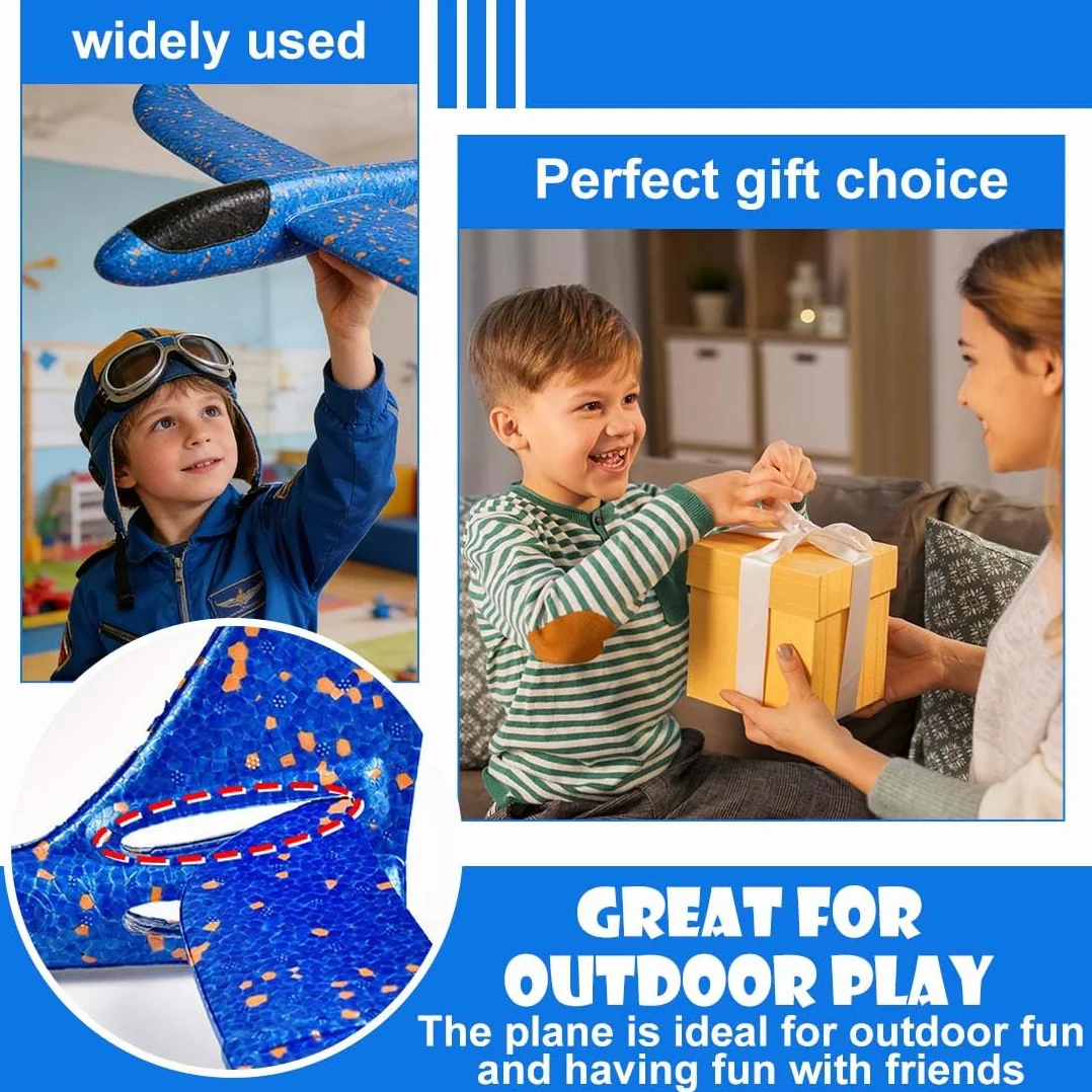 2 Pezzi 24cm Aereo Polistirolo Bambini,Aerei Aeroplano Giocattolo, Giochi Regalo Bambini Bambina Bambino 4 5 6 7 8 9 Anni, Aliante Aeroplano Schiuma per Grande Giochi Esterno
