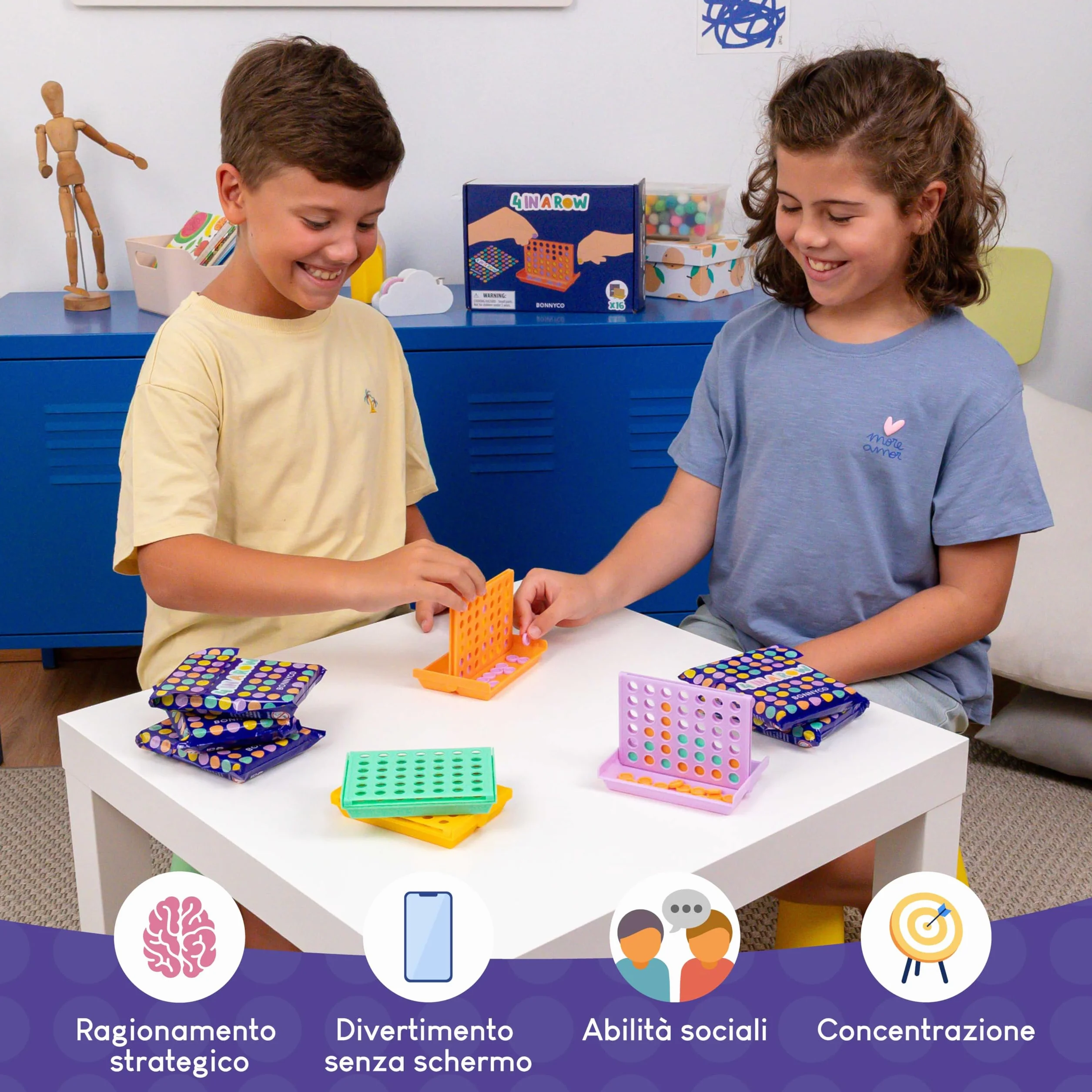 BONNYCO 16 Gadget Compleanno Bambini 3-12 Anni Set Linea con Sacchetti Sorpresa Invitati Festa
