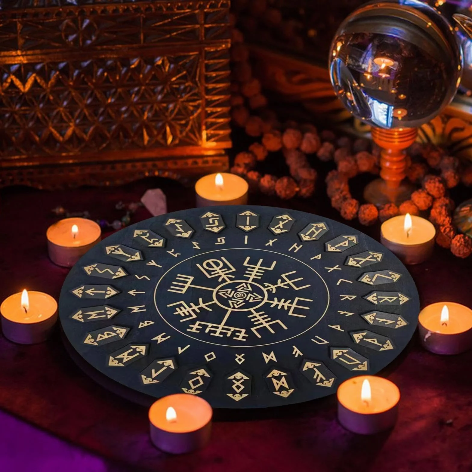 Set di rune in legno per divinazione e meditazione, decorativo per streghe