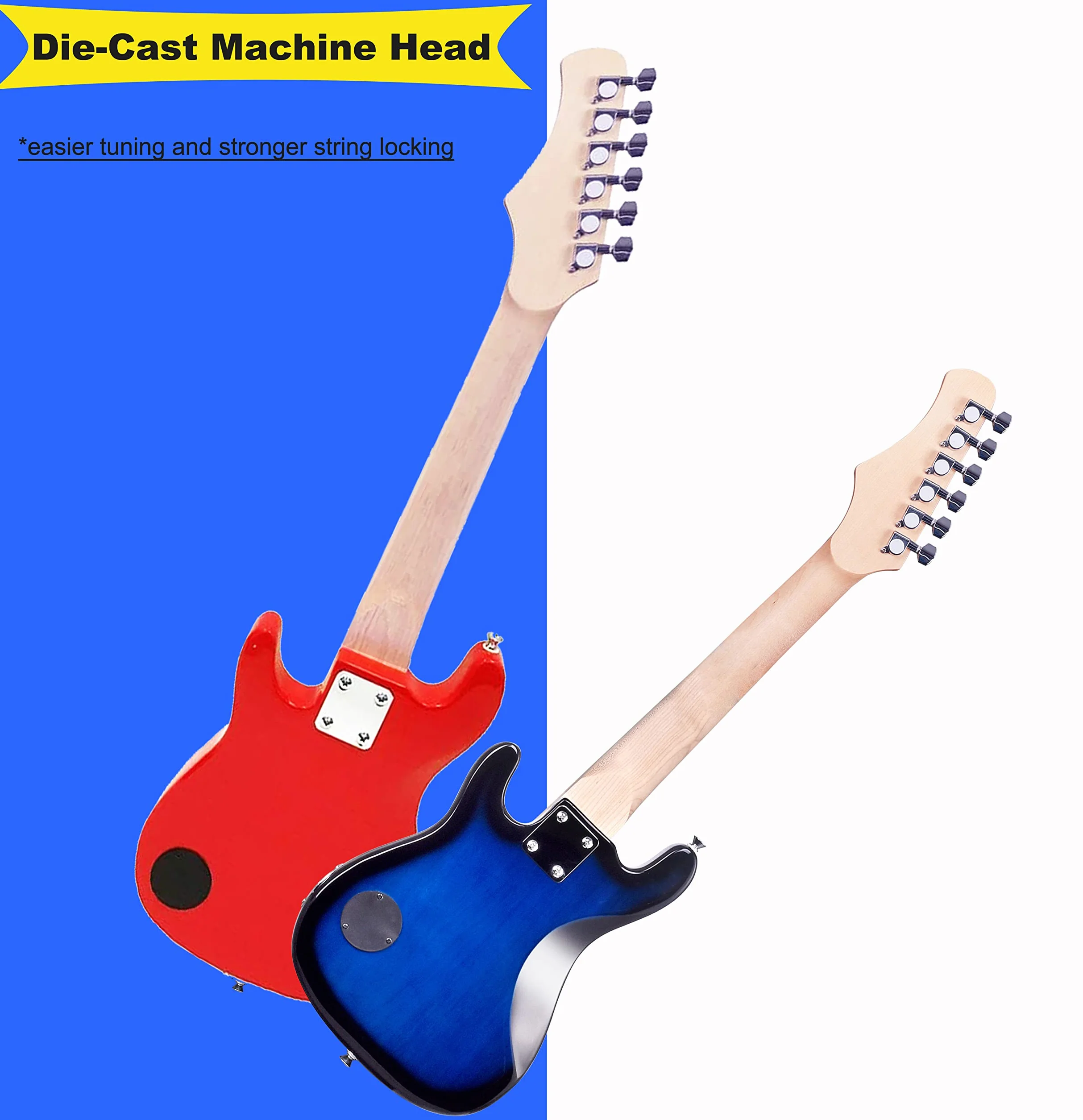 Winzz 30 Pollici Mini Chitarra Elettrica Bambini Tastiera in Acero con Amplificatore Rosso