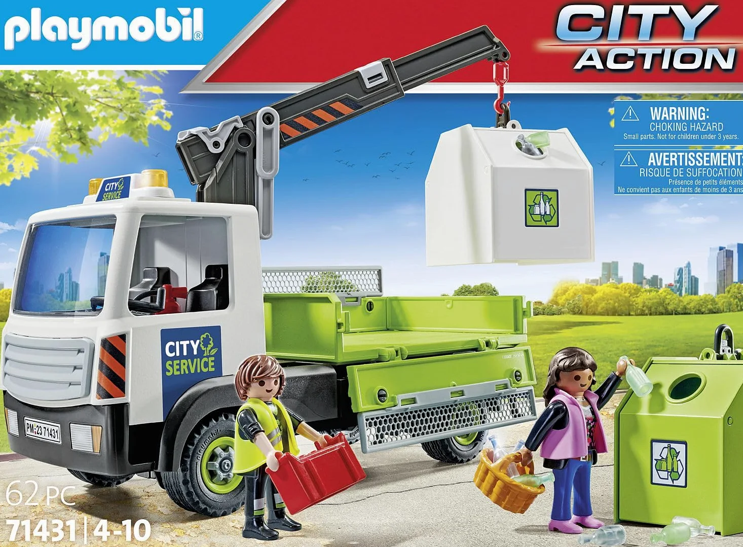 PLAYMOBIL City Action 71431 Camion Trasporto contenitori rifiuti