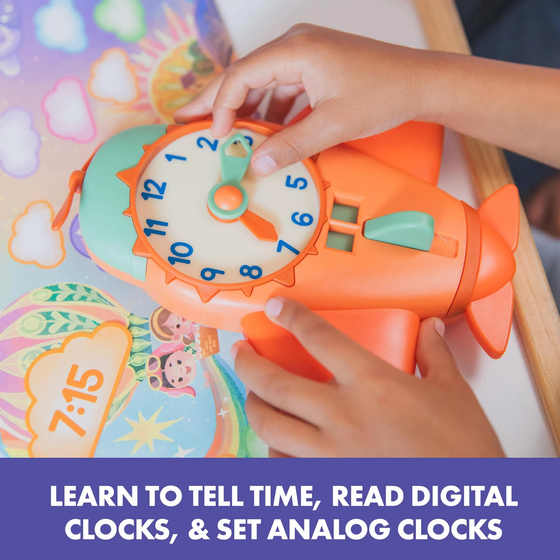 Learning Resources Gioco Orologio Tempo di Volare, Giocattoli per Bambini e Bambine di 4 Anni, Gioco per Dire Il Tempo con l'Orologio da 2 a 4 Giocatori, 62 Pezzi
