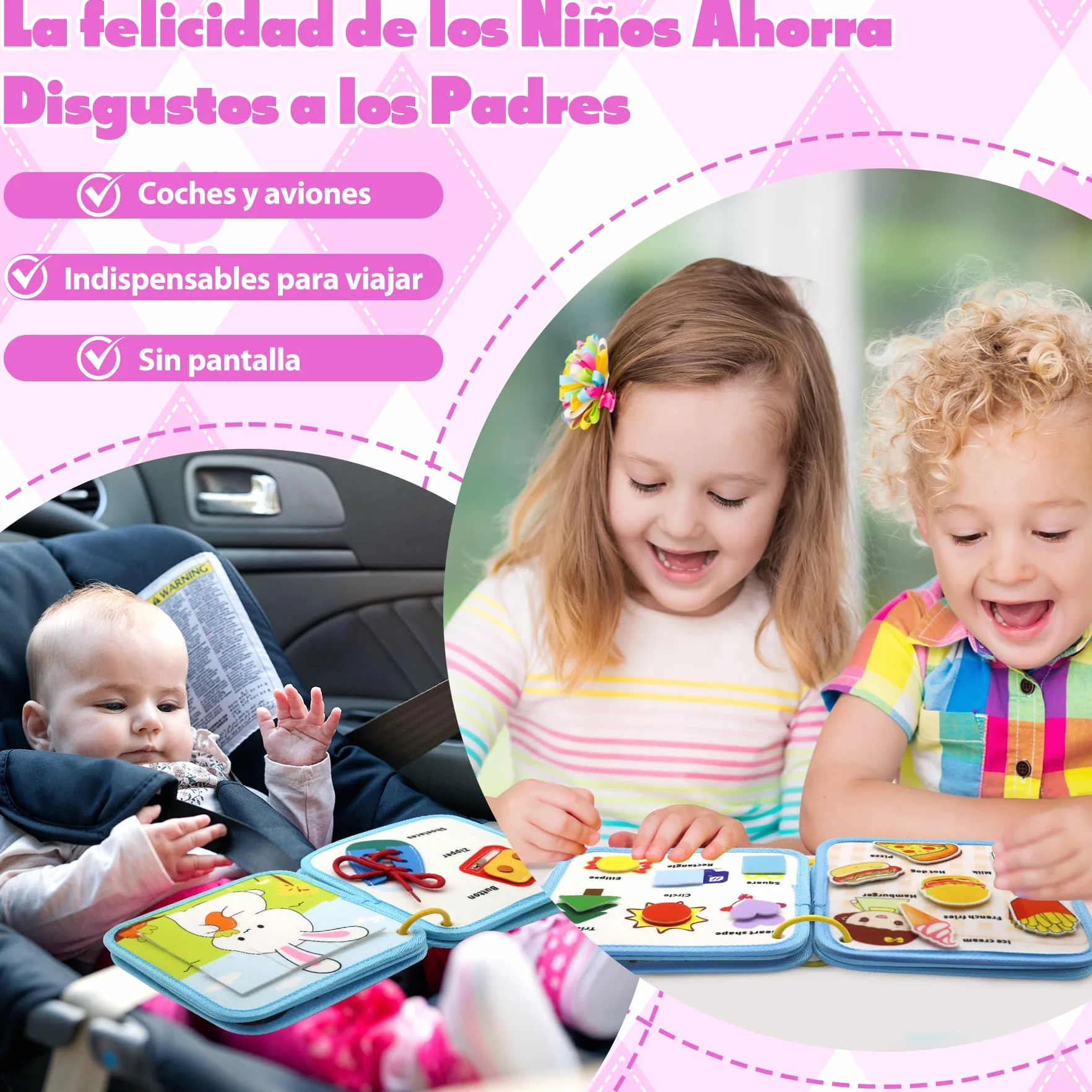 Busy Board Montessori 1 2 3 Anni, 12 in 1 Giochi Bambini Educativi Tabellone Attivitài 1 Anno, Feltro Quiet Book, Pannello Sensoriale Montessori Giocattoli Regalo, Libro Montessori Interattivo