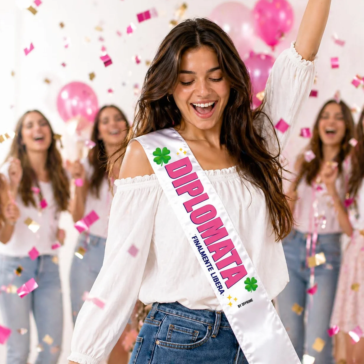 FASCIA DIPLOMATA – Finalmente Libera – Fascia Divertente per Festa di Diploma – Gadget Ironico per Diplomata – Regalo Originale Donna