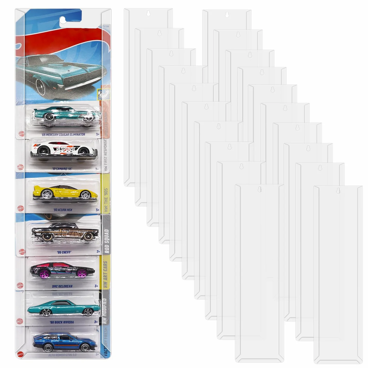 20 vetrina per auto, montaggio a parete, compatibile con Match-Box Hot-Wheels per imballaggio, modellino auto, vetrina per display