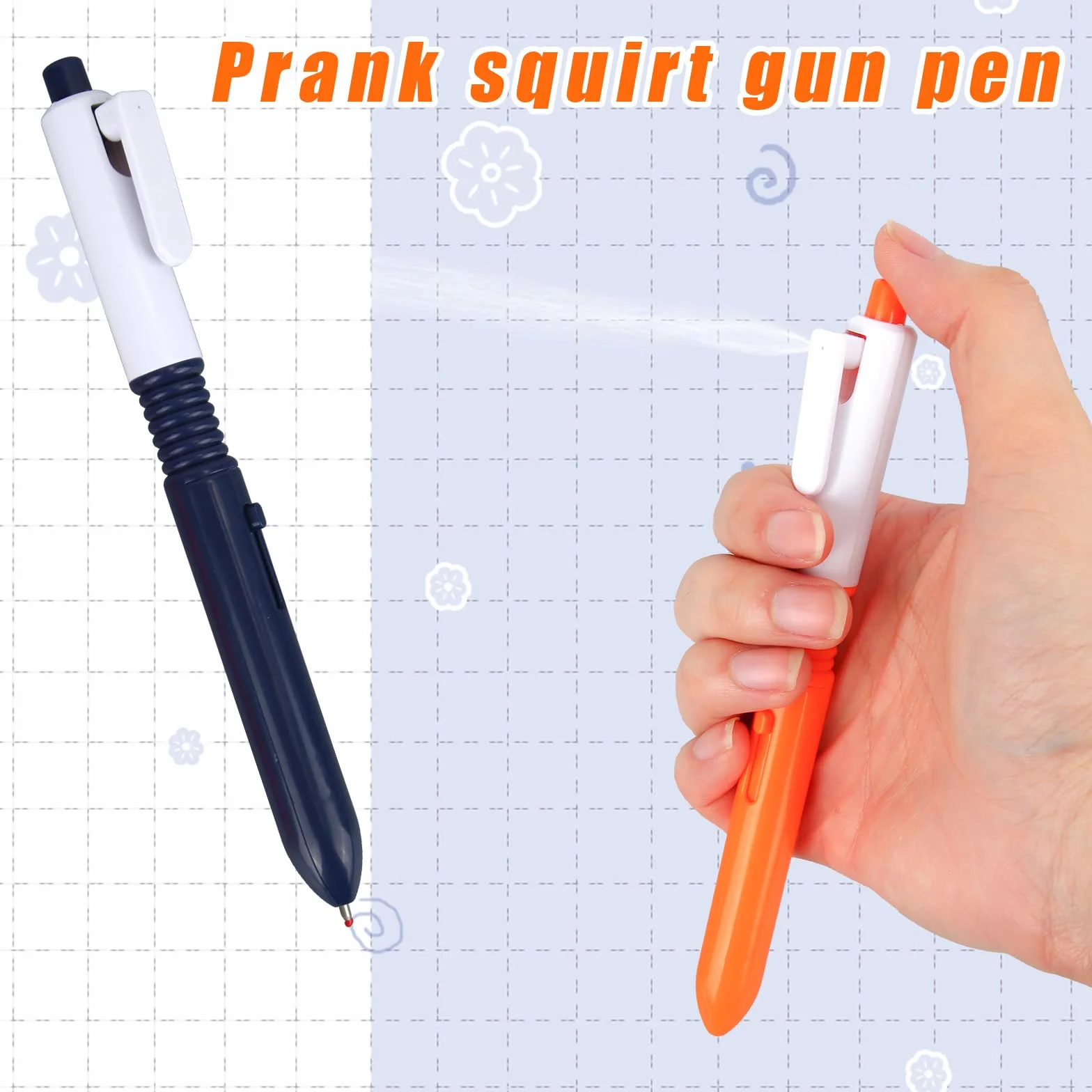 lasuroa 2 Pz Penne ad Acqua, Penne a Doppio Uso Scrivere e Spruzzare, Giocattoli con Spruzzo d'Acqua per Scherzi e Trucchi Articoli per Scherzi Bambini Adulti (Arancione, Blu)
