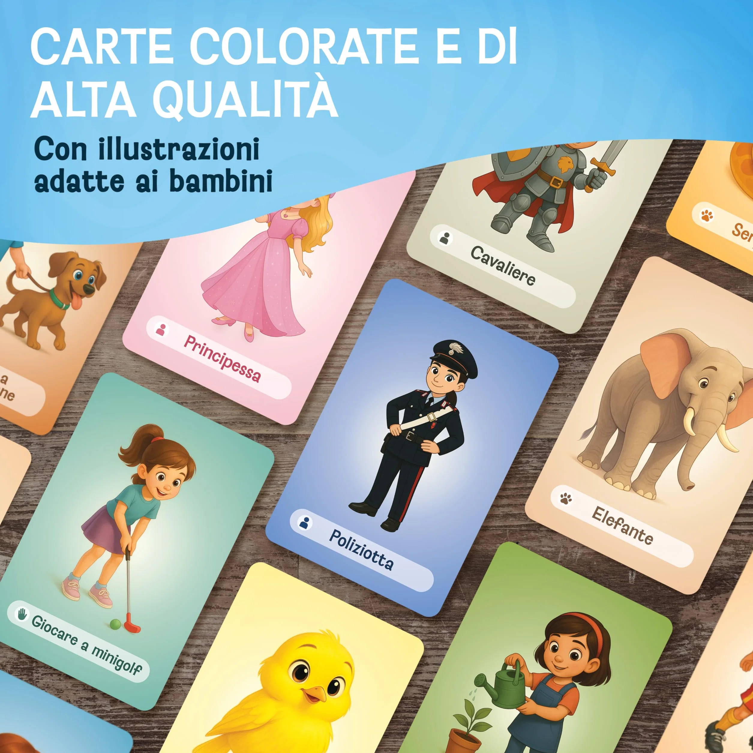 Mimo per bambini – Gioco carte divertente di mimica da 4, 5, 6, 7, 8, 9 anni – Gioco di indovinelli per tutta la famiglia – Per giocare all’aperto e in casa – Idea regalo per bambine e bambini