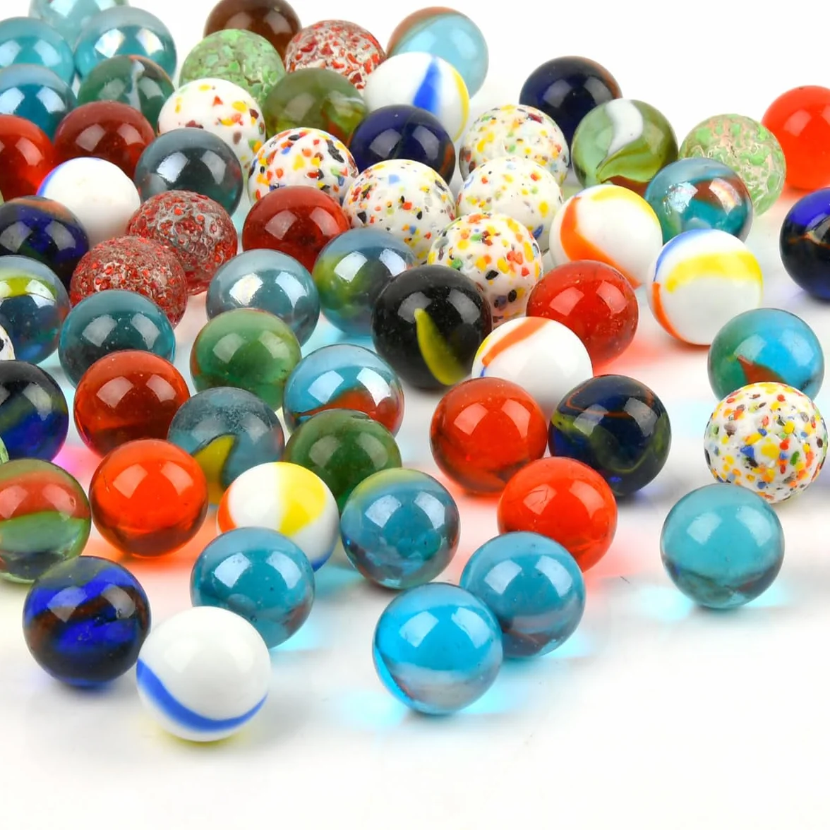 BOPHIS 80 Biglie di Vetro 16 mm, Balance Glass Marbles Colorate per Giochi e Decorazioni