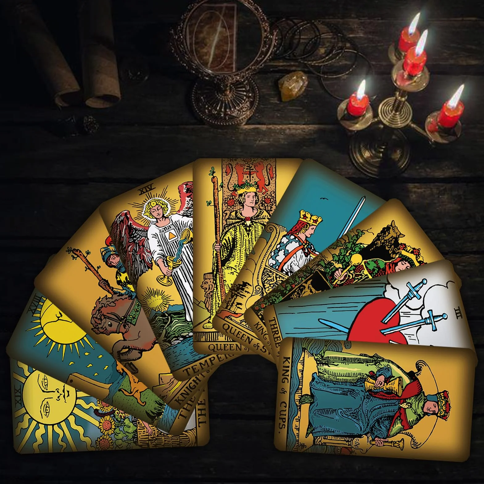 Smoostart 78 tarocchi con guida, mazzo di tarocchi classici per principianti e giocatori professionisti Gioco di predizione del futuro (design olografico senza cornice)