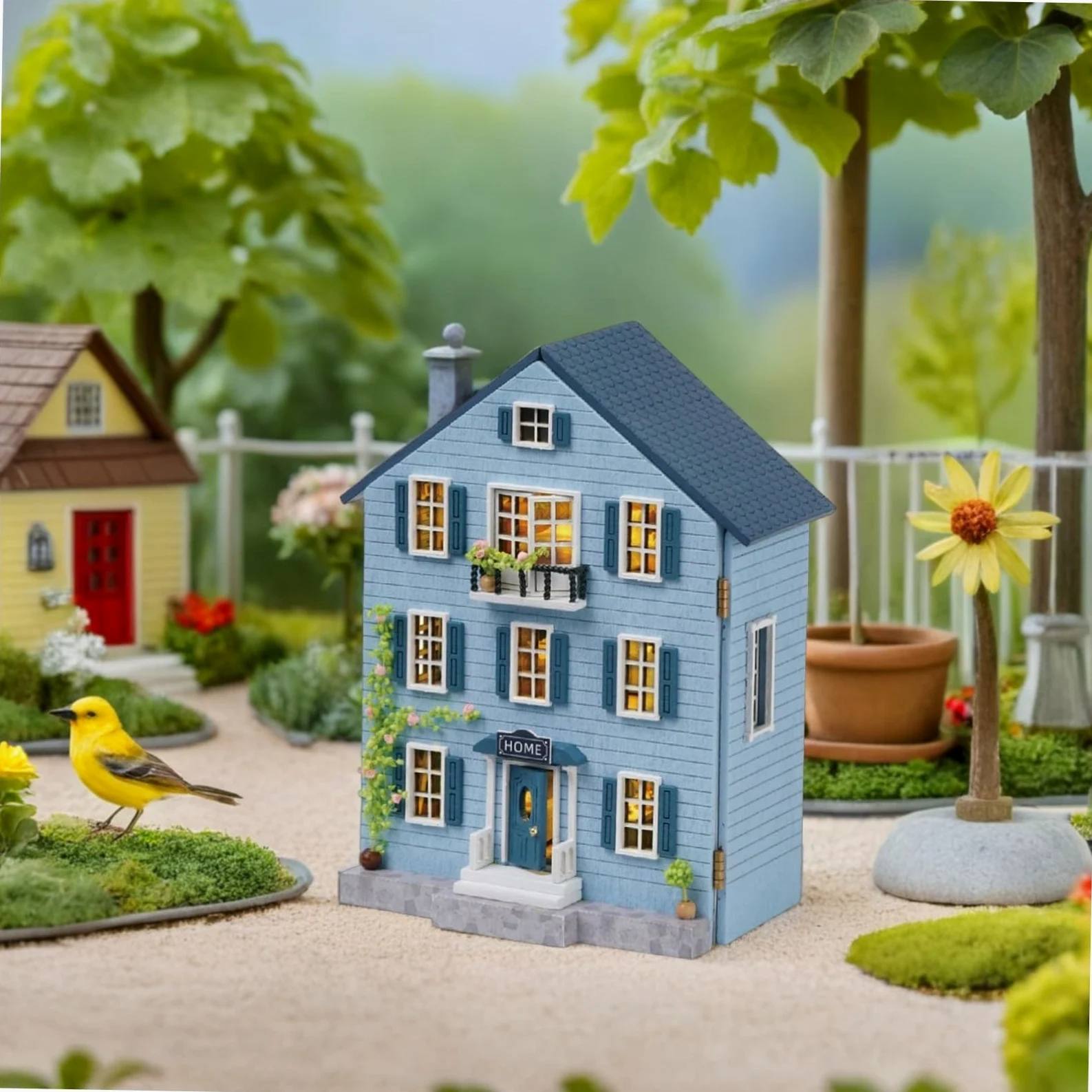 Abaodam Kit Mini Casa delle Bambole in Legno con Mobili Costruzione Artigianale Portatile per Adulti e Ragazzi Decorazione Natalizia Creativa e Collezionabile