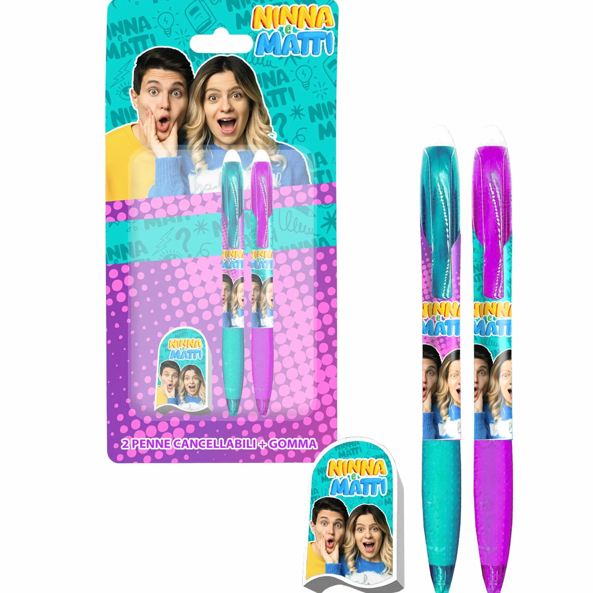 NINNA e MATTI Kit con 2 Penne Cancellabili ed una Gomma