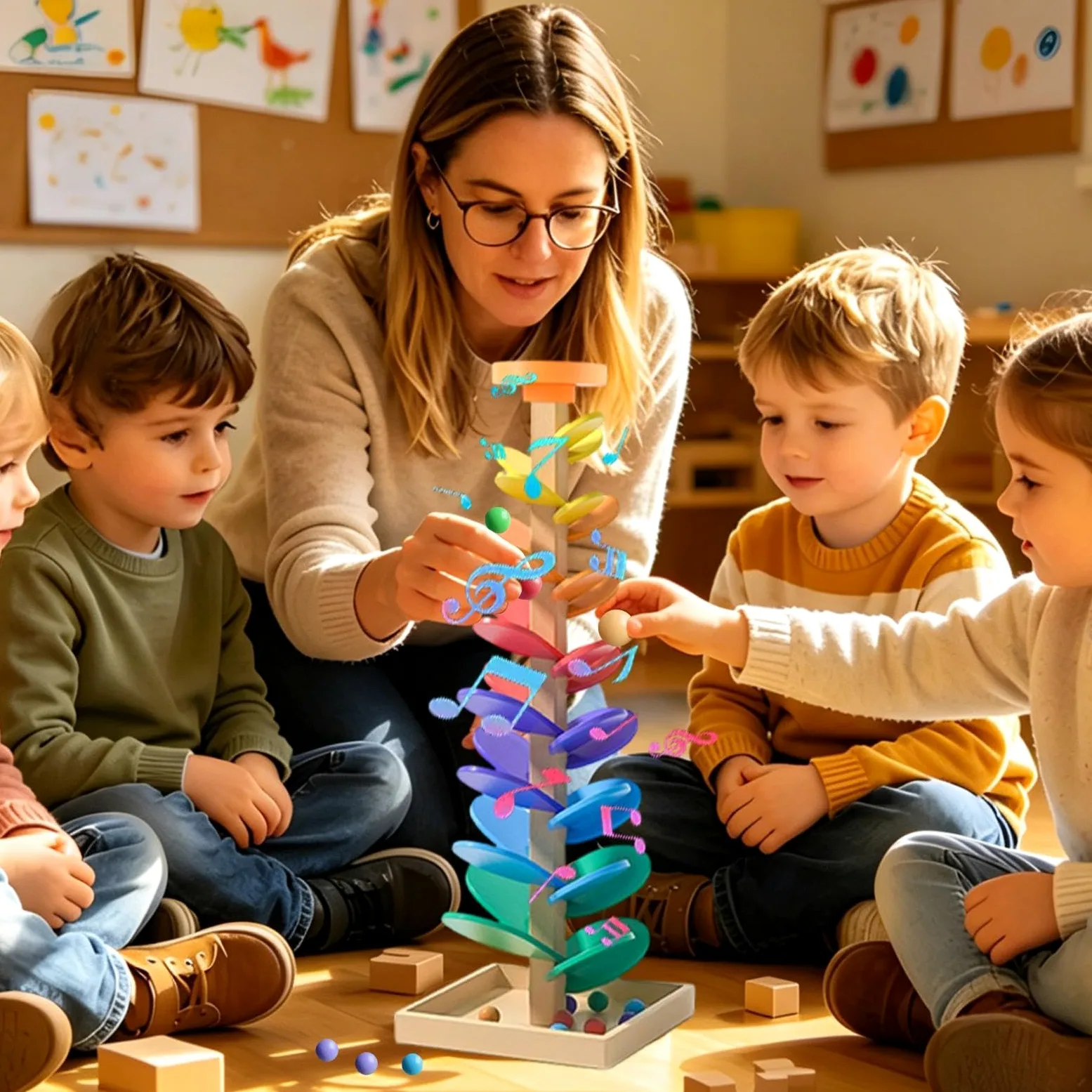 Pista Per Biglie Giochi Musicali Con Biglie A Caduta E Smistamento | Giochi Di Percorso Con Palline Per Imparare I Colori Bambini E Bambine Scuola 'Infanzia Sala Giochi Festa