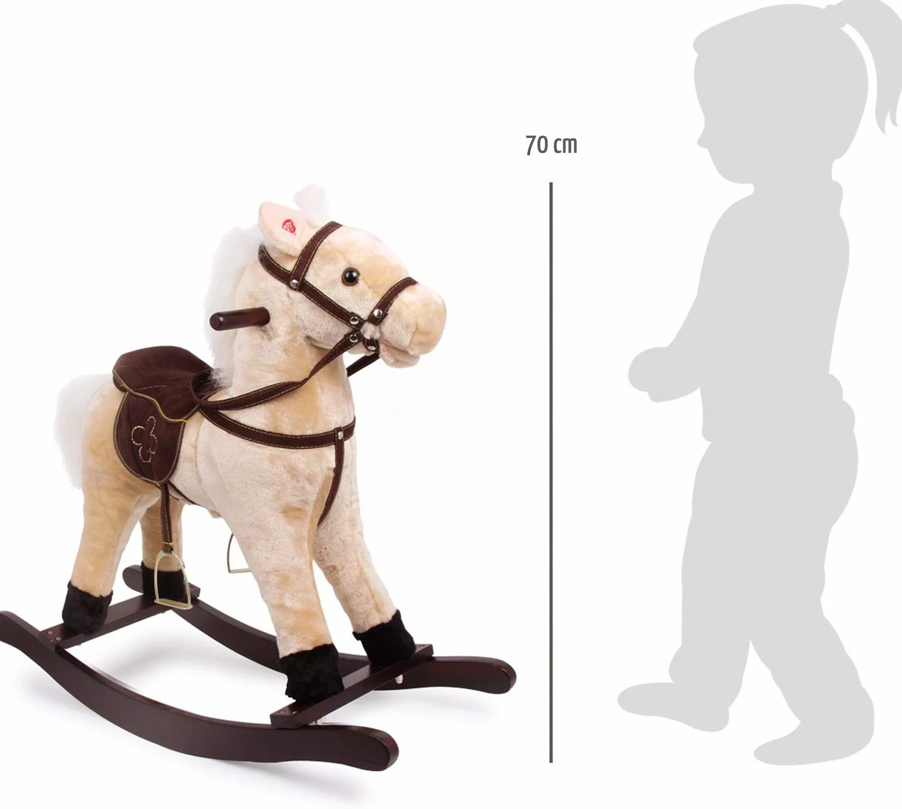 4101 Cavallo a dondolo "Zottel" small foot, in legno e tessuto, con effetti sonori (suono di zoccoli al galoppo e nitrito), dai 3 anni di età
