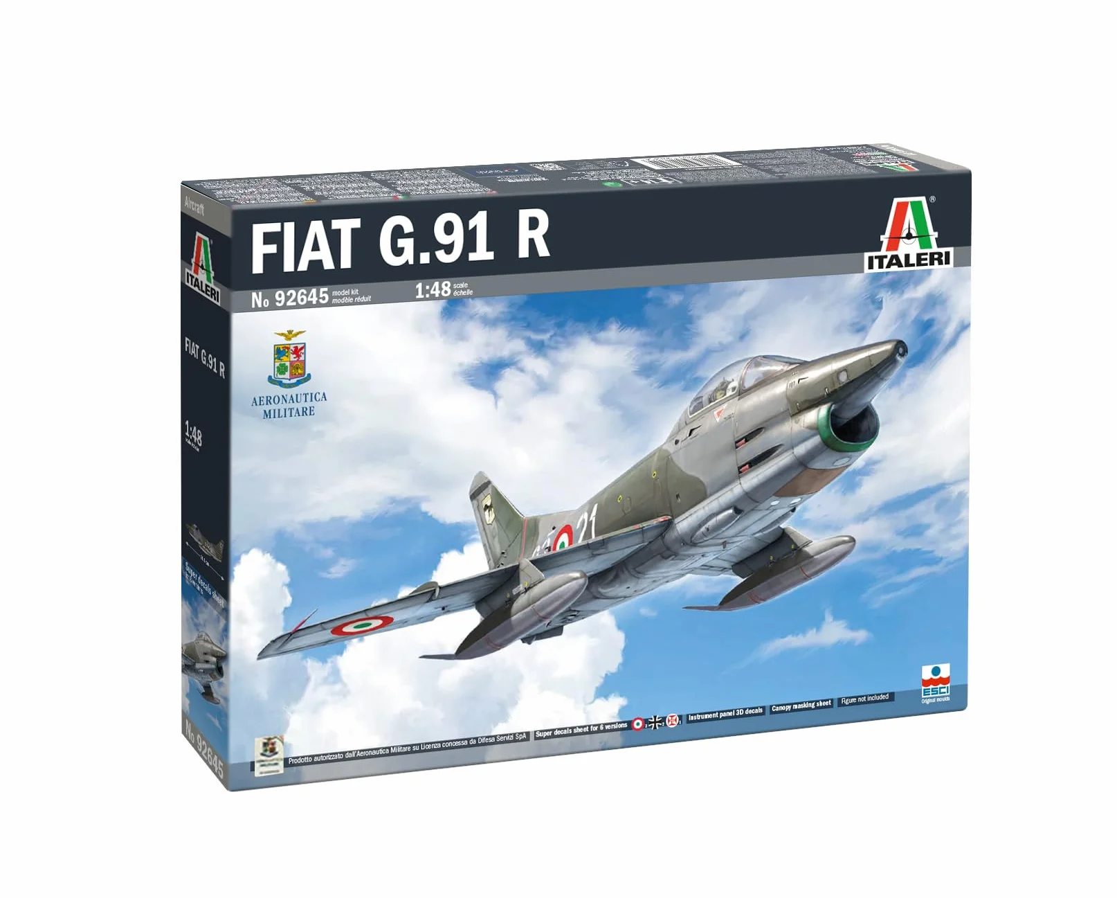 Italeri 92645 FIAT G.91 R, scala 1:48, Plastic Model Kit/Modello in plastica da montare