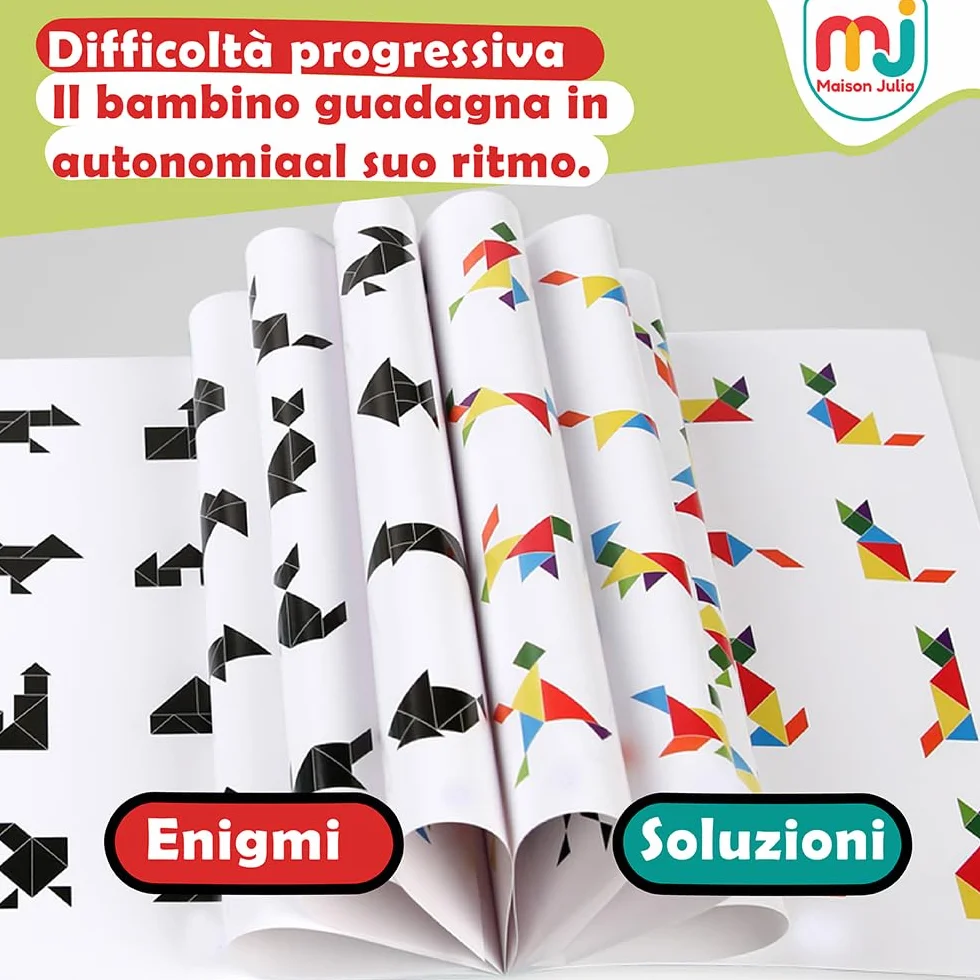 Tangram Magnetico - Gioco per bambini dai 3 anni - Gioco di viaggio per bambini - Rompere testa - Logica -Apprendimento Forme geometriche Colori - Regalo Natale Compleanno - Montessori