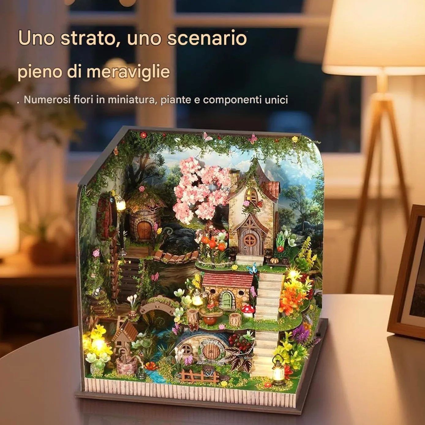 Qfdiwr Kit Casa in Miniatura Kit Creativo per Angolo Lettura Fai da Te, | Modellino Casa Artigianale Adolescenti, Casa, Biblioteca, Camera Da , Espositore Per Libreria, Vacanze