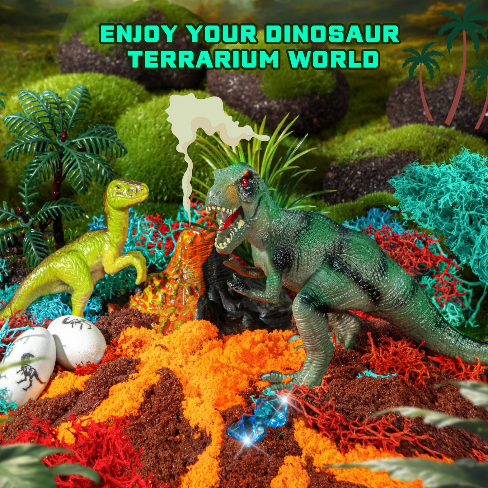 RONSTONE Giocattoli con Dinosauri per Bambino - Kit per Terrari e Regali di Compleanno per Bambini di 4 5 6 7 8-12 Anni - DIY Kit vulcano Dino & Artigianato Scientifico per Bambino Bambina