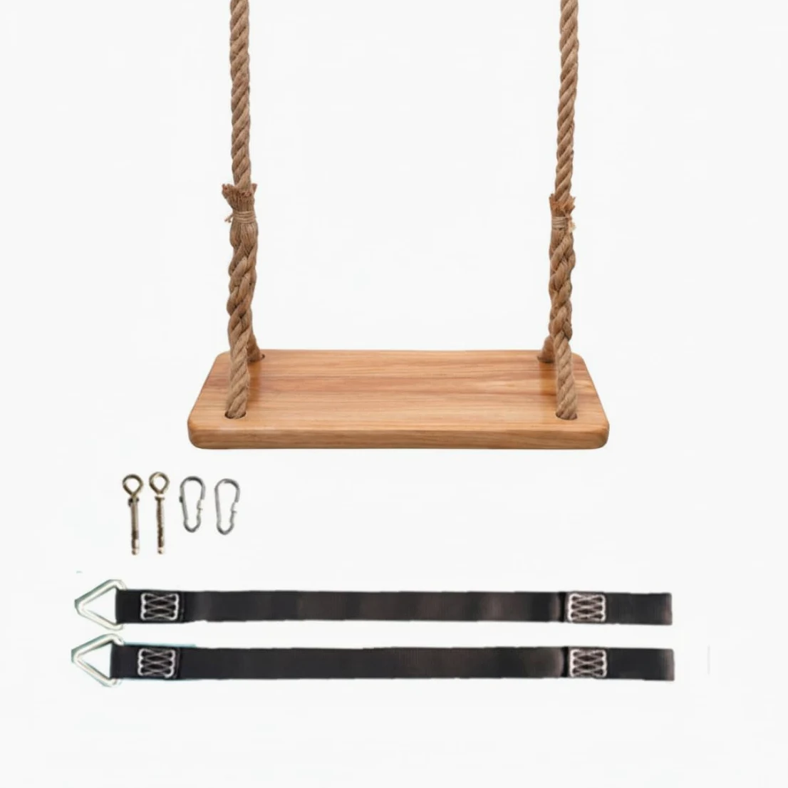 Altalena da giardino per adulti, altalena in legno per bambini e adulti, alternativa al trapezio in olmo spesso con corda resistente, giardino interno/esterno con capacità di 660 libbre, sedile 15, 75