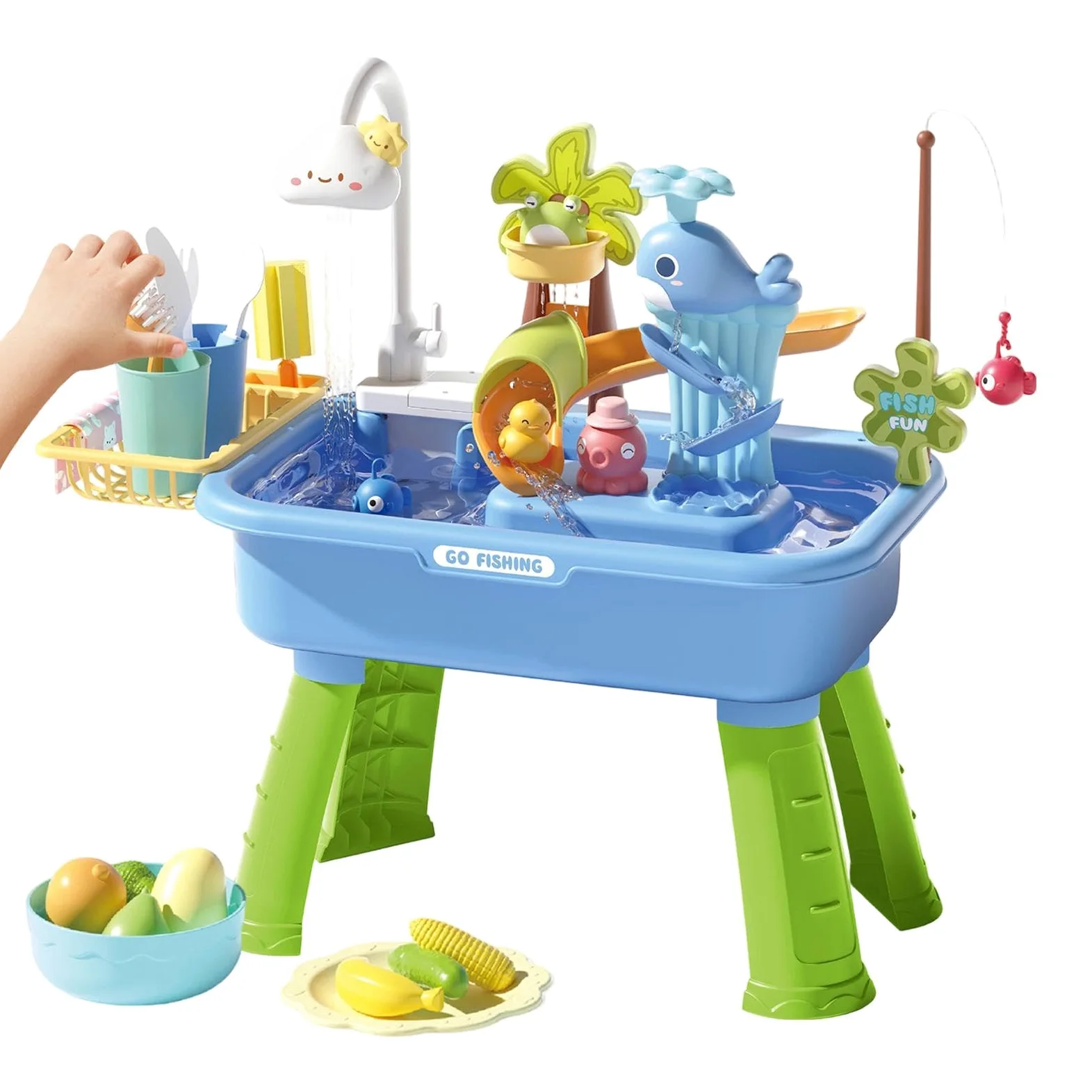Tavolo Acquatico da Esterno di Pesca Estivo | Giochi Lavello Cucina Per Bambini E Prescolari Giardino Terrazzo Spiaggia Campeggio Asilo Bagno Sala Per Giocare Vacanze E