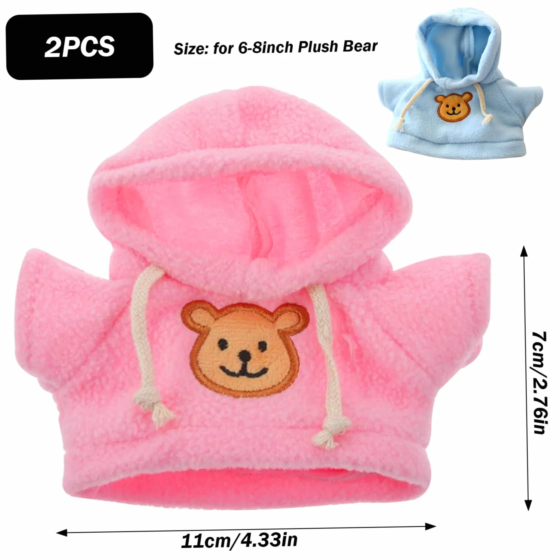 Orso Vestiti per 6-8 Pollici orsi di Peluche 2 Pezzi con Cappuccio con Cappuccio di Vestiti da Animale Imbottiti Cartone Animato Abiti Decorativi Fai-da-Te per Bambini Animali di Peluche