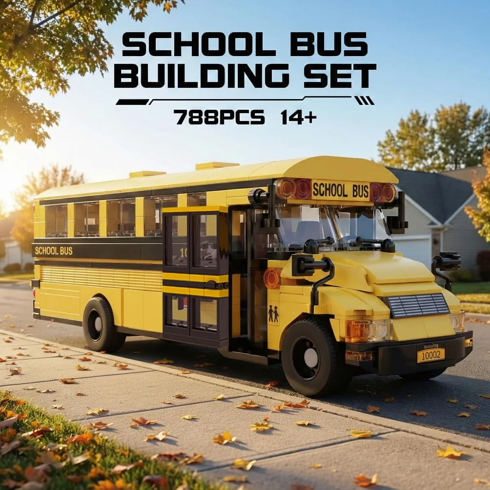Mavo brix Set di Costruzioni Autobus Scolastico, Modello Educativo STEM, Compatibile con Lego, Autobus Giallo per il Trasporto Scolastico, Regalo per Adulti e Ragazzi 14+, 788 Pezzi