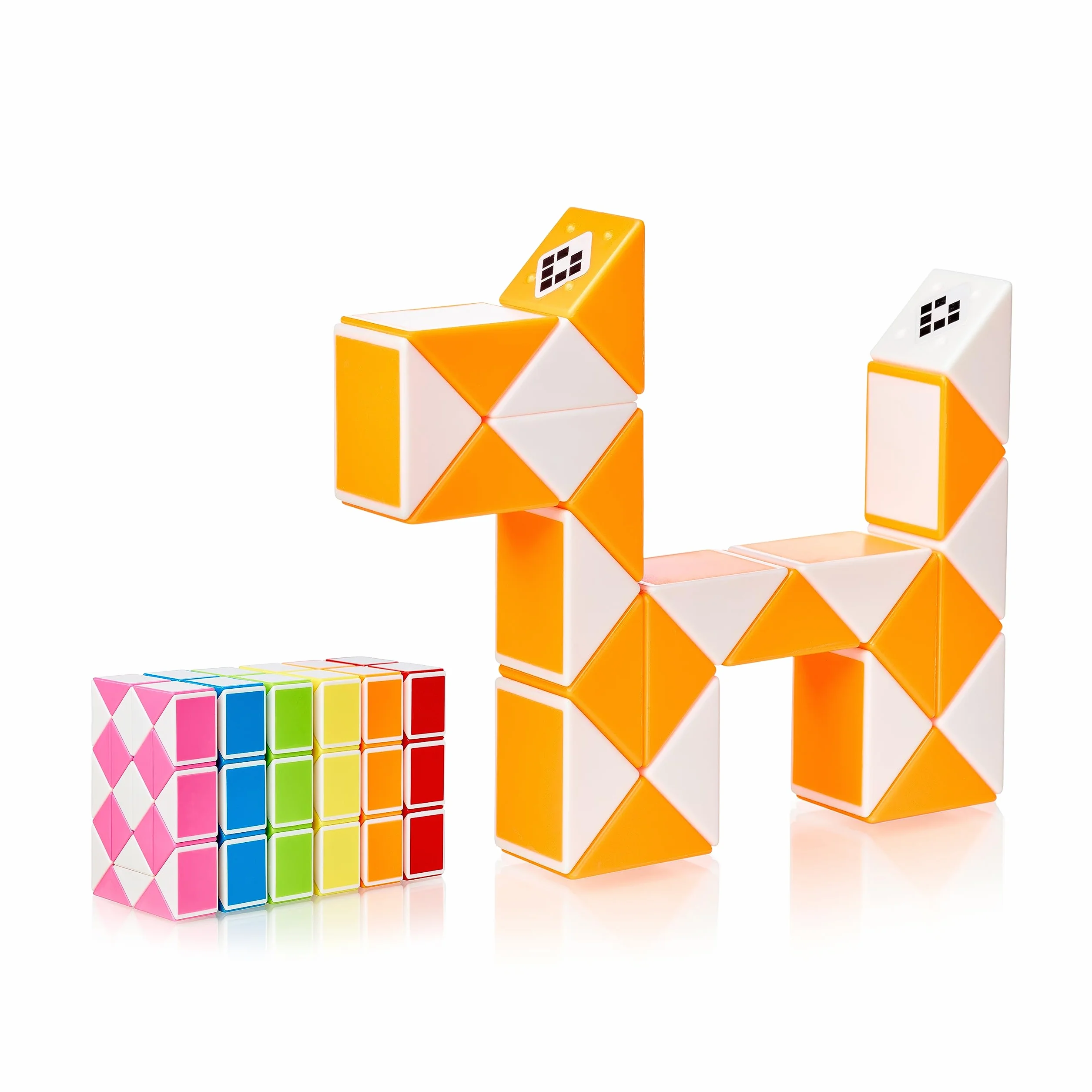 CUBIDI® Serpente Magico Puzzle 24 Blocchi Arancio - Gioco Rompicapo per Bambini e Adulti