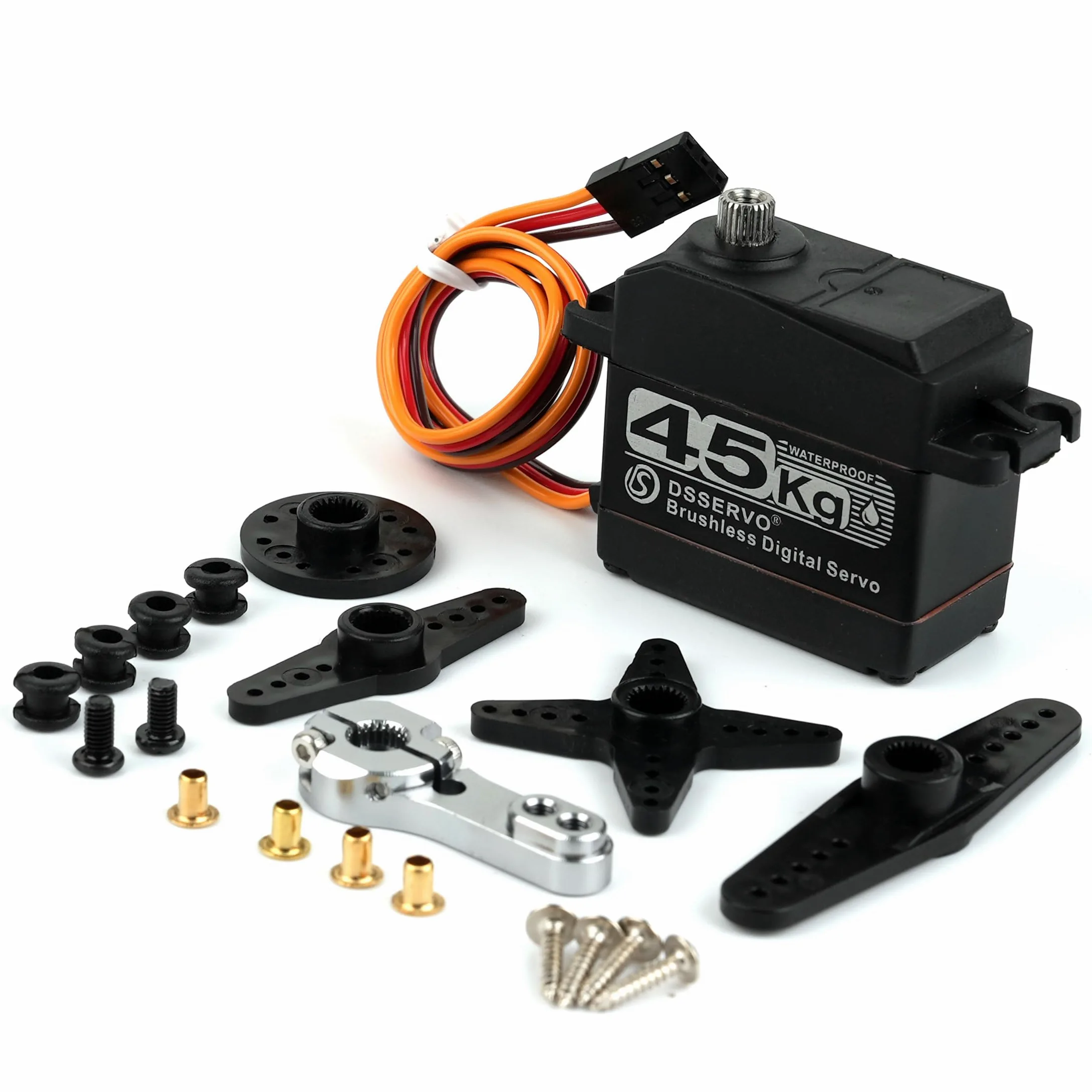 Servo senza spazzole ad alta velocità, motori a doppio cuscinetto, ingranaggio in acciaio inossidabile in metallo ad alta coppia, impermeabile IP67, servo digitale per robot RC scala 1/8 1/10