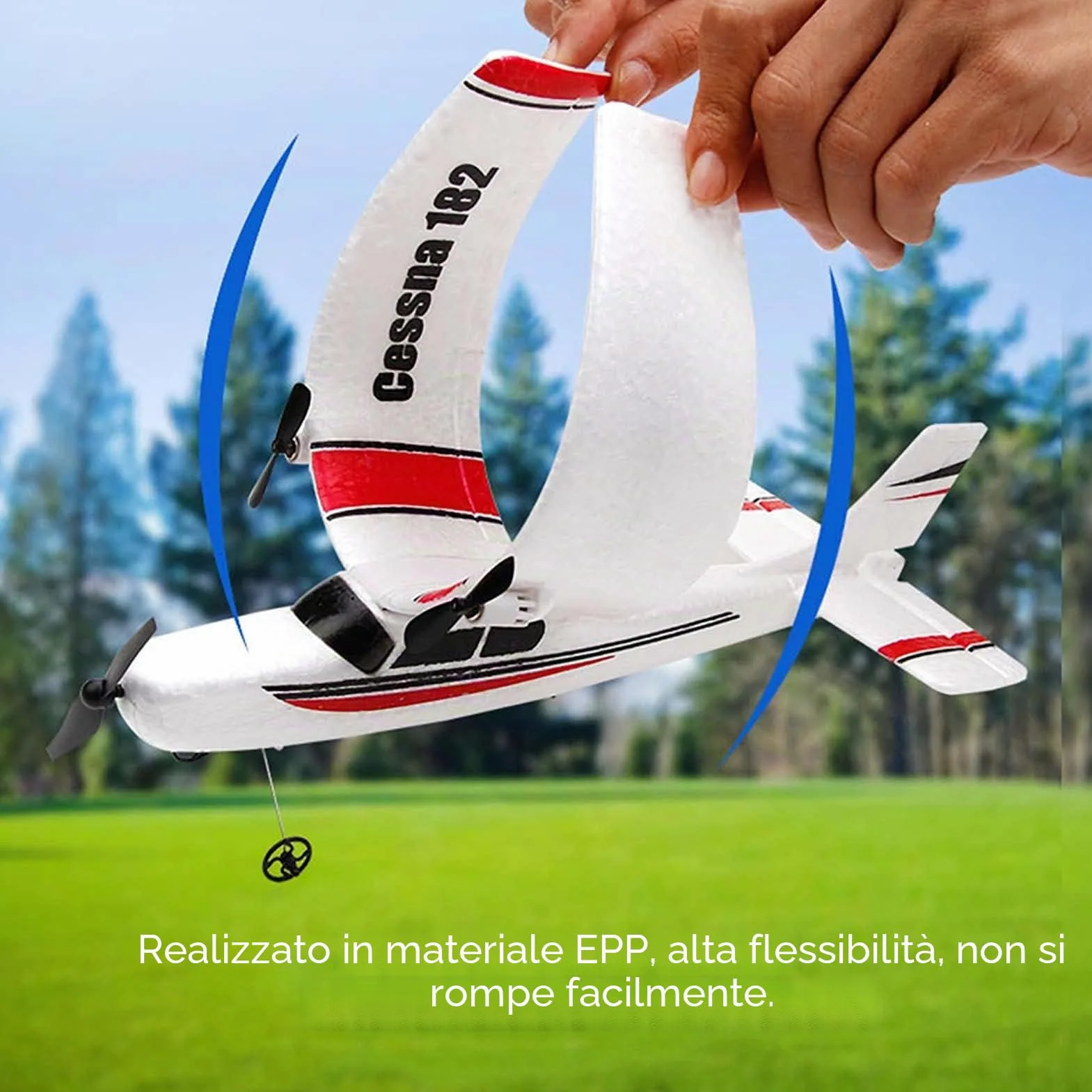 Goolsky FX801 Cessna 182 2,4 GHz 2CH RC Aereo Outdoor Giocattolo per Bambini Ragazzi con 3 Batterie