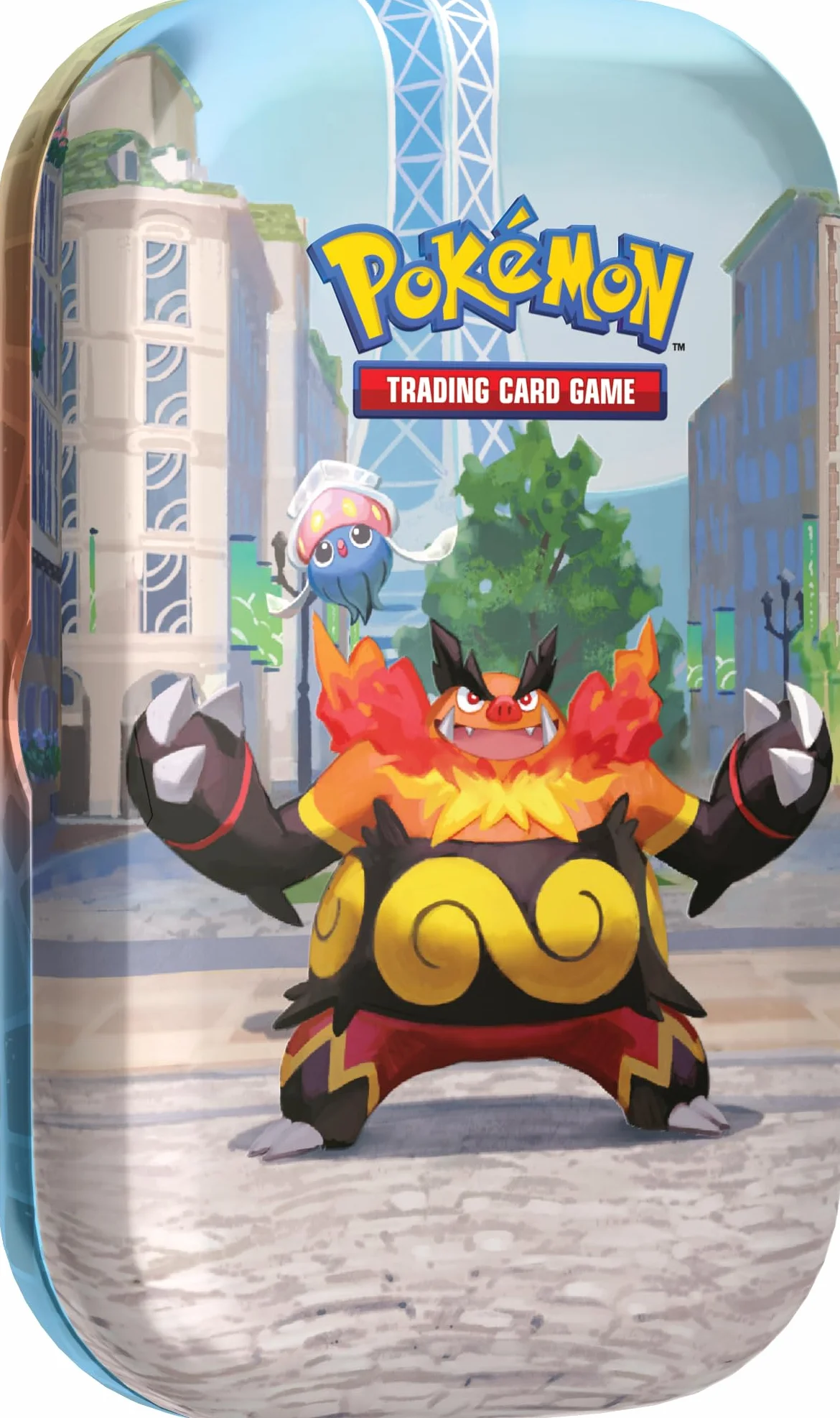 Pokémon: miniscatola da collezione Luminopoli (Emboar e Inkay) del GCC Pokémon (2 buste di espansione, 1 carta con l’illustrazione Pokémon della miniscatola e 1 foglio di adesivi), Ed. Italiano
