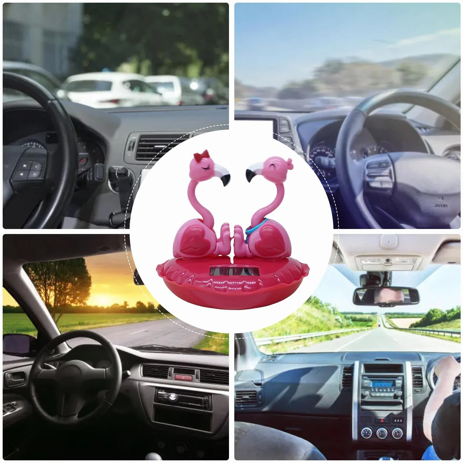 Animale solare,Animali danzanti ad energia solare - Figura decorativa di fenicottero da tavolo | Ornamenti di San per la scrivania del cruscotto 'auto, per la decorazione 'auto con