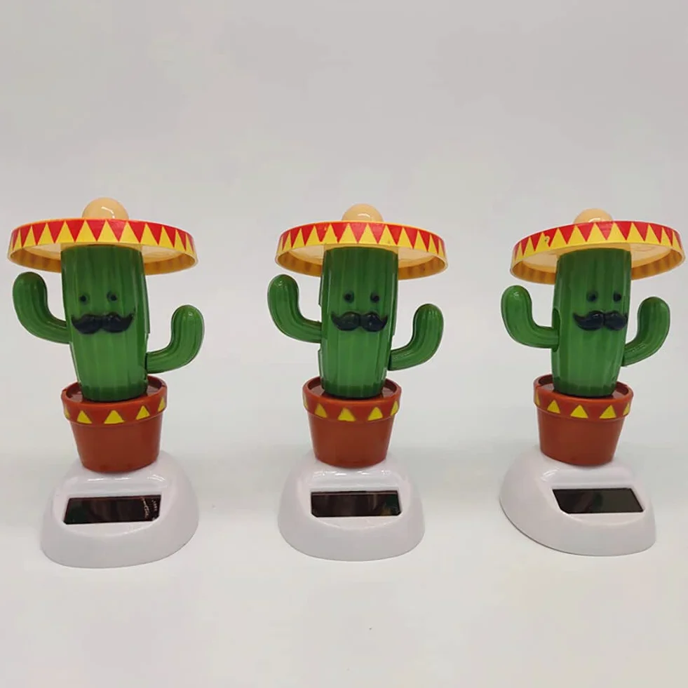 LICHENGTAI Bambola Hawaiana a Energia Solare Giocattolo, Bambola del Cruscotto della Pianta di Cactus ad Energia Solare, Carine Pianta di Cactus Bobbleheads Statuetta per Auto Decorazione