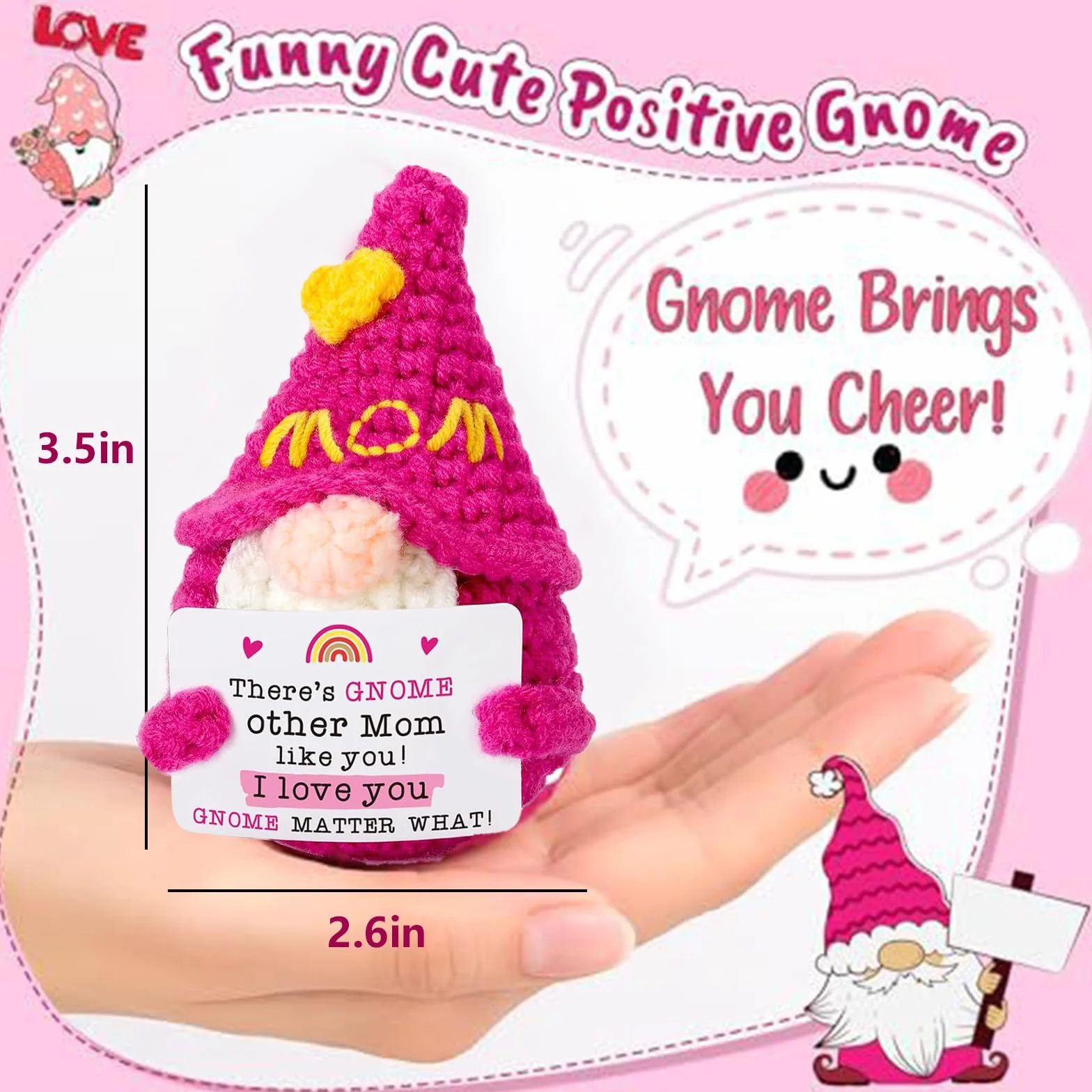 Regalo Motivazionale Maglieria Gnomi di Natale in peluche Regalo per la Festa della Mamma Regalo di Compleanno Decorativo Portafortuna Divertente e Artigianale per Casa e Ufficio