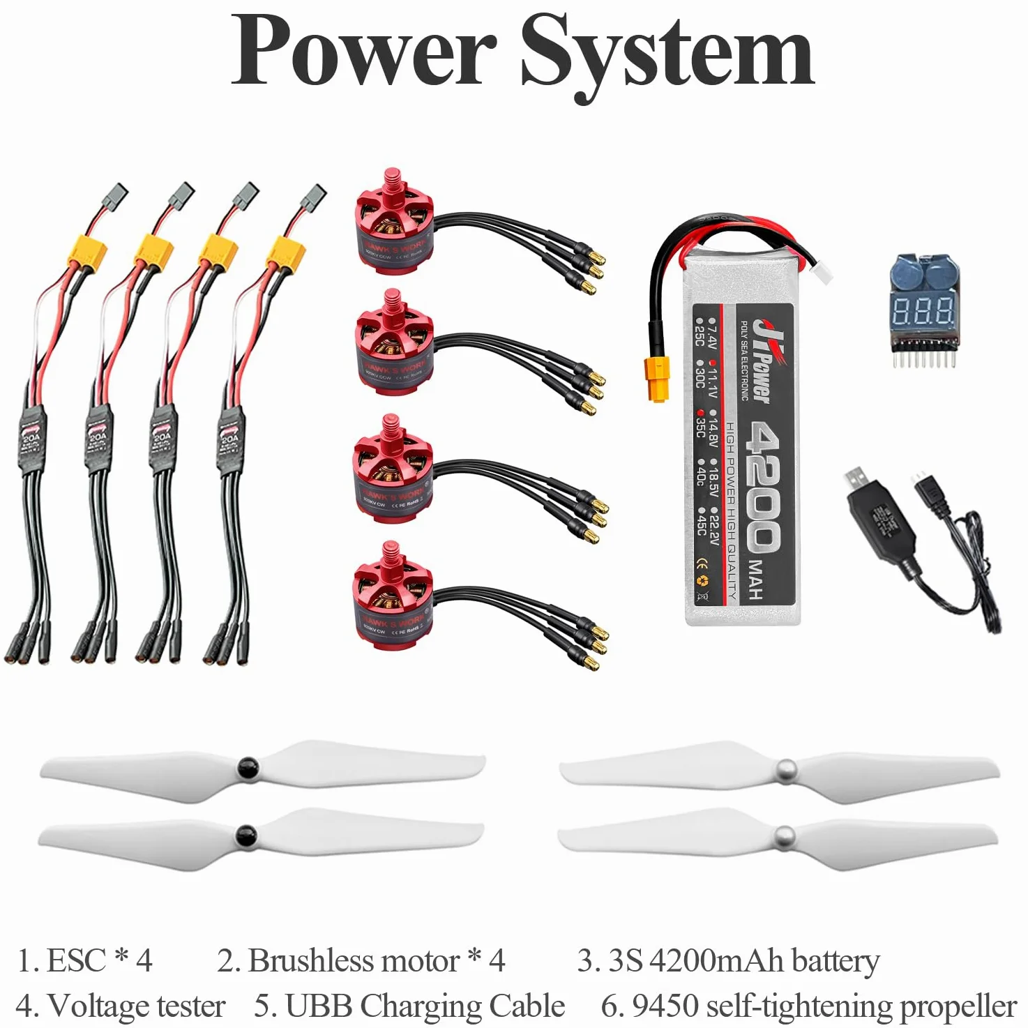 HAWK'S WORK F450 Kit per Costruire un Drone, set fai da te per quadricottero a 4 assi con manuale e video per appassionati di droni e ingegneria, studenti e ricercatori (D)