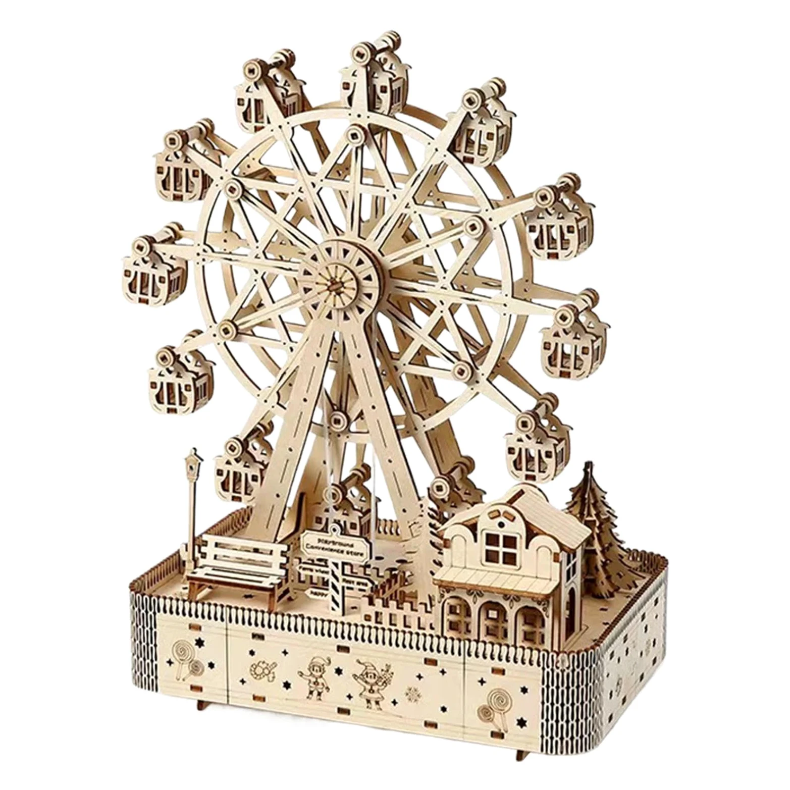 Puzzle 3D In Legno Per Adulti Artigianato Della Ruota Panoramica | 183 Pezzi con LED e Musica Kit di Costruzione in Legno Per Sollievo Dallo Stress Hobby Natale Uomini Donne Adolescenti