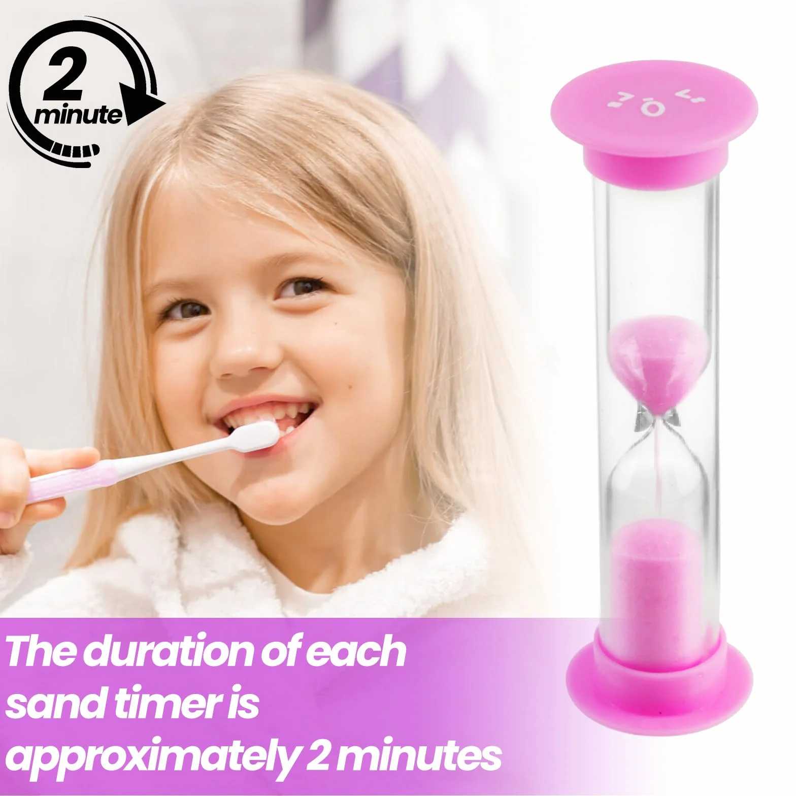 28 clessidra per timer, 2 minuti, orologio in vetro di sabbia colorato, orologio in vetro di sabbia carino, 7 colori, timer per spazzolino da denti per bambini in aula, gioco casa
