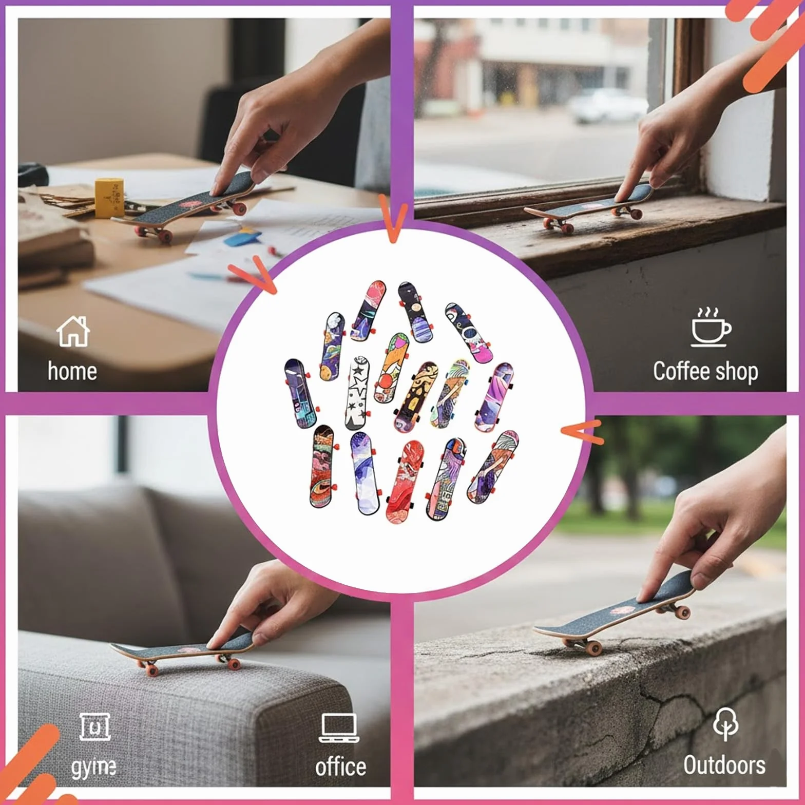 15 Pezzi Mini Skateboard da Dita, Skateboard Finger, Fingerboard Professionale Mini Skate per Dita Giocattolo per Gadget Compleanno Bambini Regalino Fine Festa Compleanno, Stili casuali