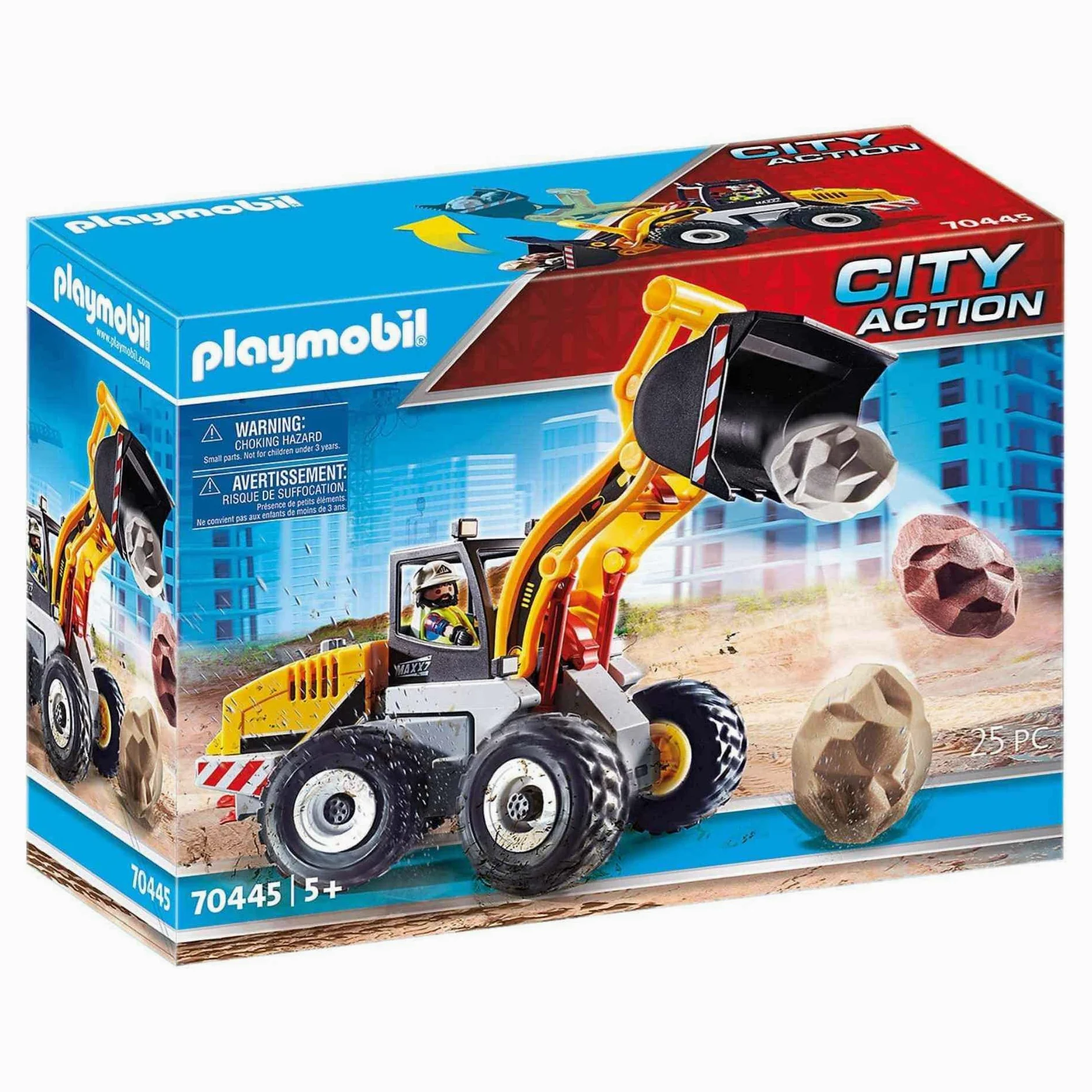 PLAYMOBIL 70445 City Action Construction Front End Loader with Movable Bucket, for Children Ages 5+