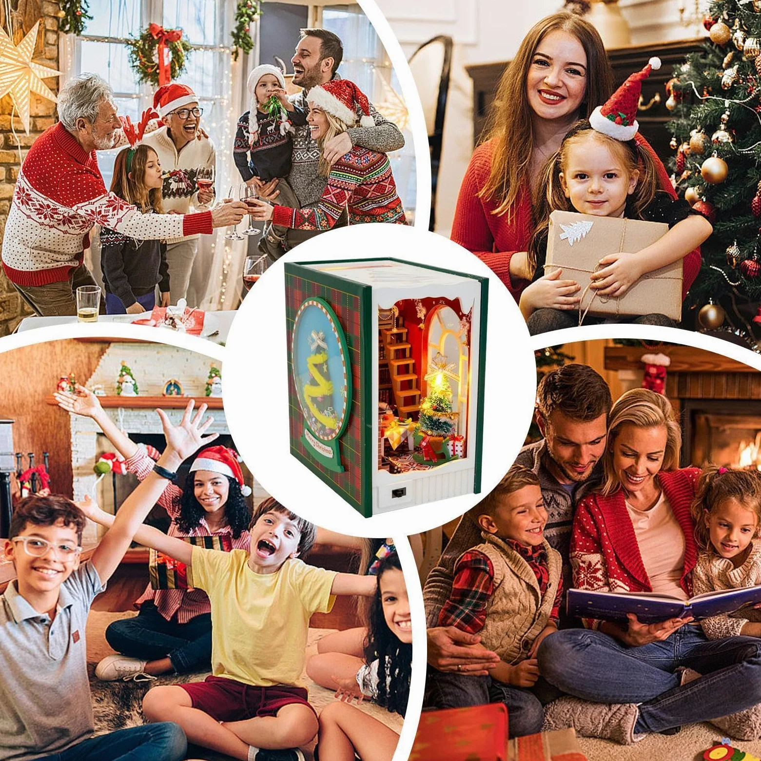 Kit per casa delle bambole in miniatura, decorazione artistica per la casa | Casa di Natale a LED, per compleanno, soggiorno, camera da letto, tavolo, scrivania, cucina, ufficio, bambini