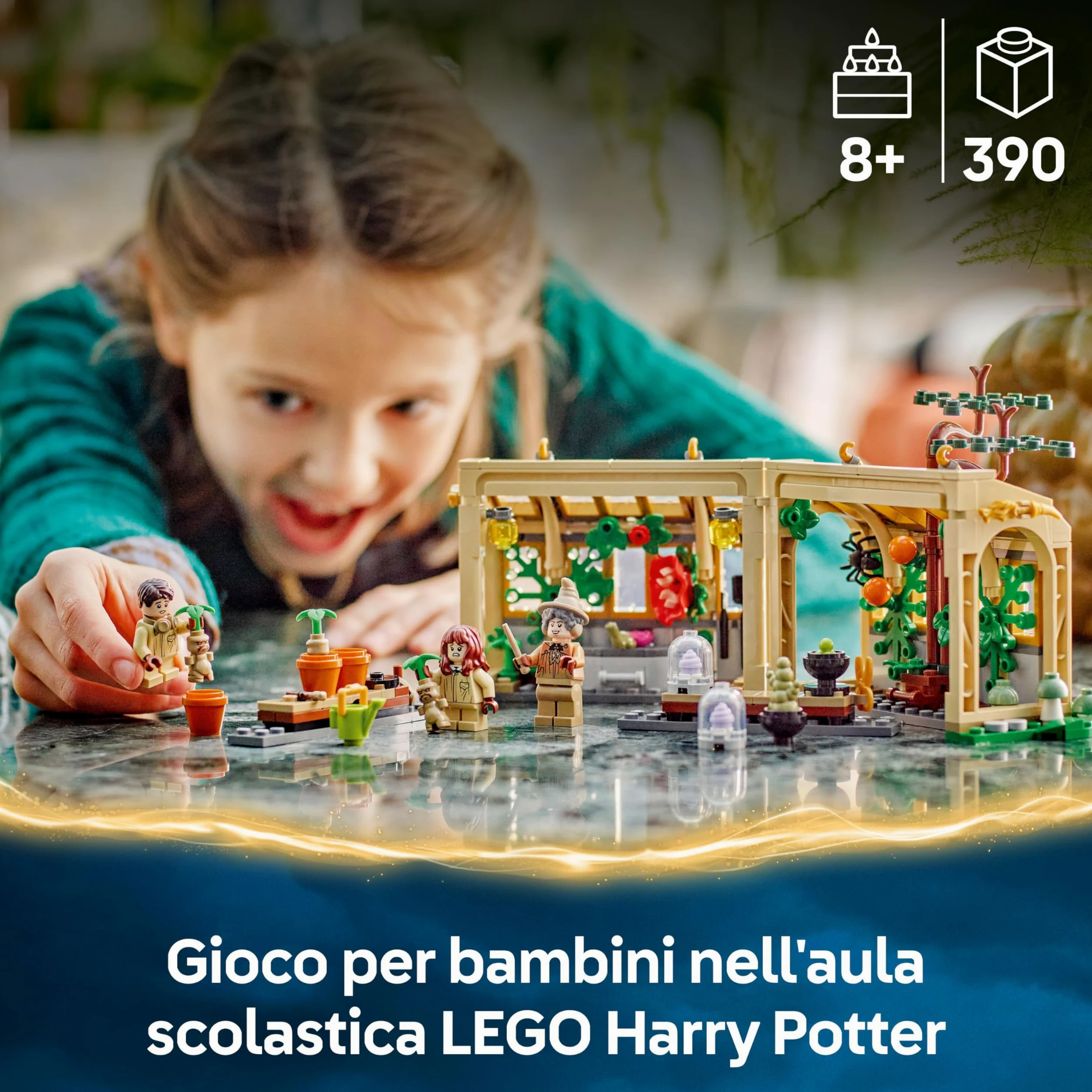 LEGO Harry Potter Castello di Hogwarts: Lezione di Erbologia con 3 Minifigure tra cui e Hermione Granger e Neville Paciock e 3 Piante Giocattolo di Mandragola - Regalo per Bambini da 8 Anni - 76445