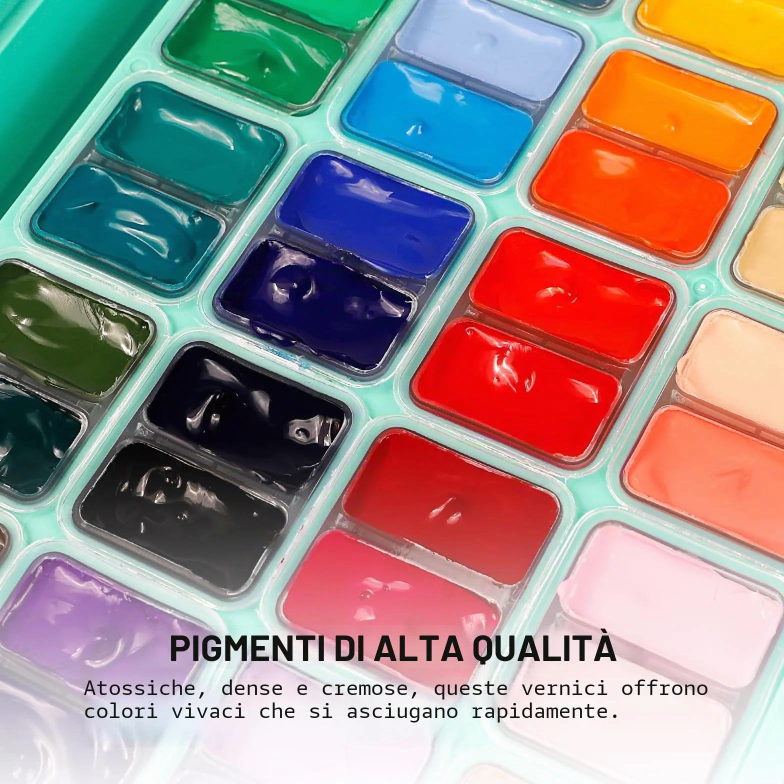 ABEIER HIMI Set di Pittura a Guazzo, 48 colori x 12 ml/1 oz con 3 pennelli e una tavolozza, design unico della tazza di gelatina, non tossico, gouache - perfetto per principianti e studenti