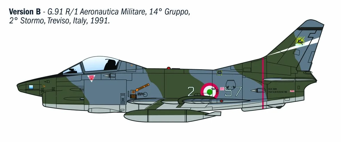 Italeri 92645 FIAT G.91 R, scala 1:48, Plastic Model Kit/Modello in plastica da montare
