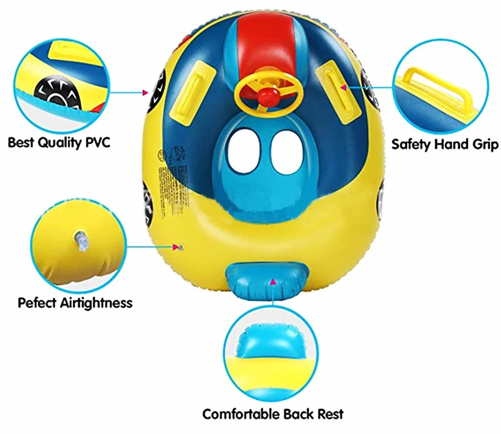 Bambino Anello Nuoto Boa Bambino Piscina con Volante Barca Gonfiabile Bambino Sedile Piscina Anello di Nuoto Galleggiante per Bambino Piscina Galleggiante Bambino Sedile Bagno per 1-5 Anni Bambini